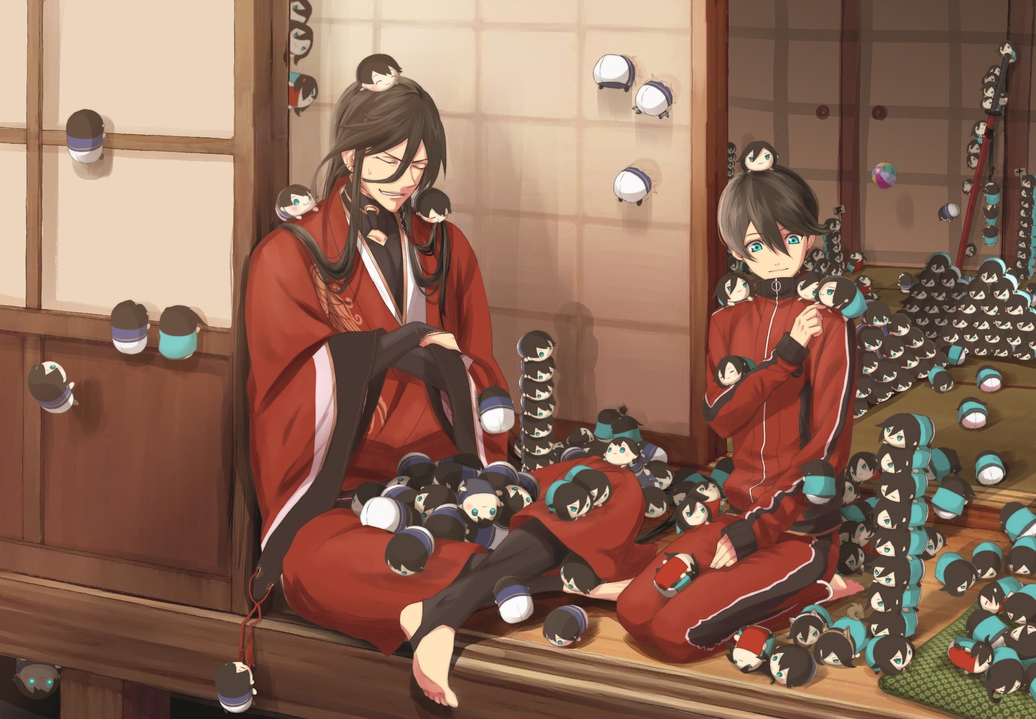 art, 1080P, Touken Ranbu, samurai, anime, guys, Dance of swords, HD Wallpaper
