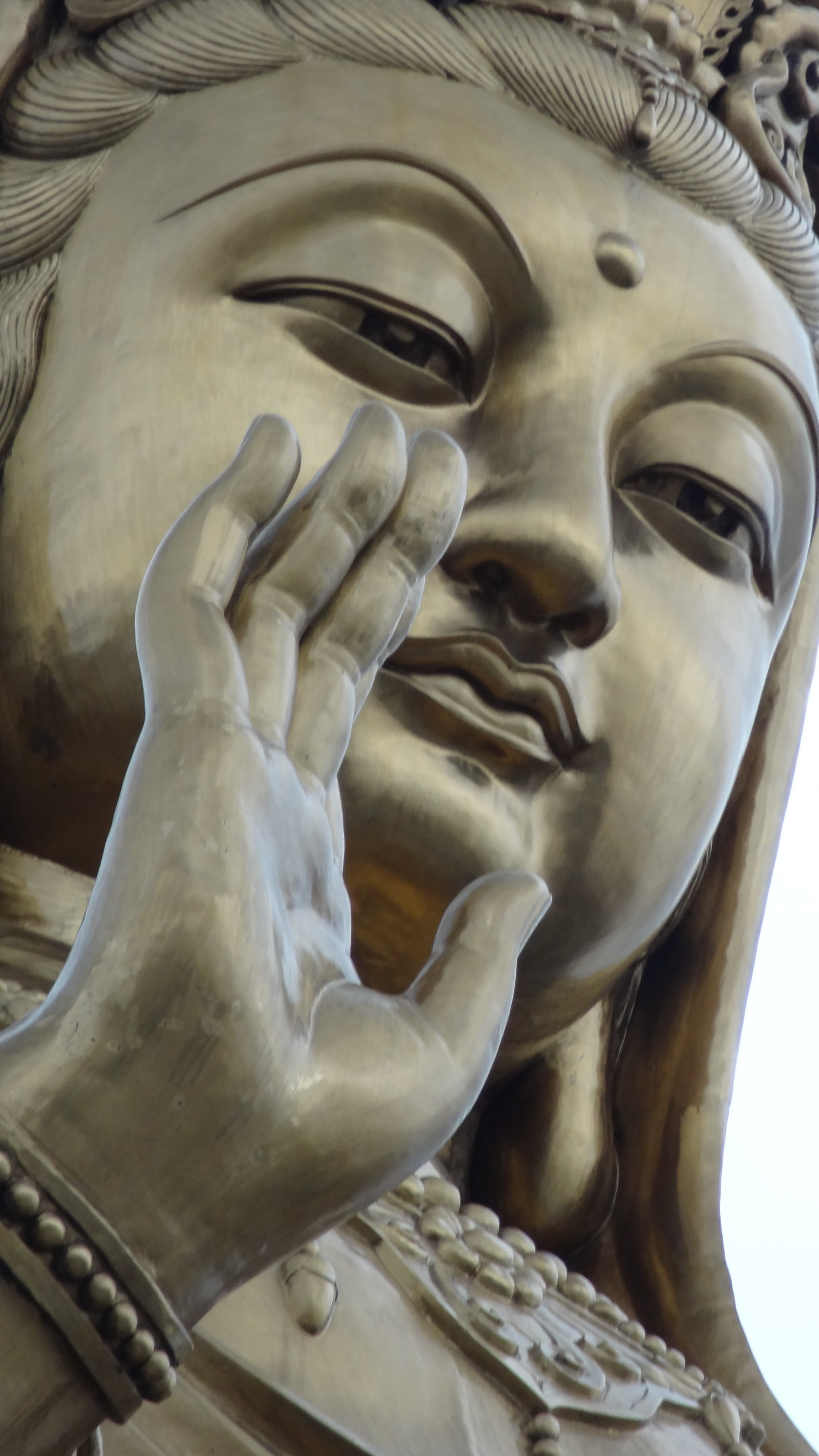indoors, male likeness, representation, close-up, art and craft, travel, travel destinations, human representation, Guan Yin, 4K, no people, craft, history, Phone HD Wallpaper