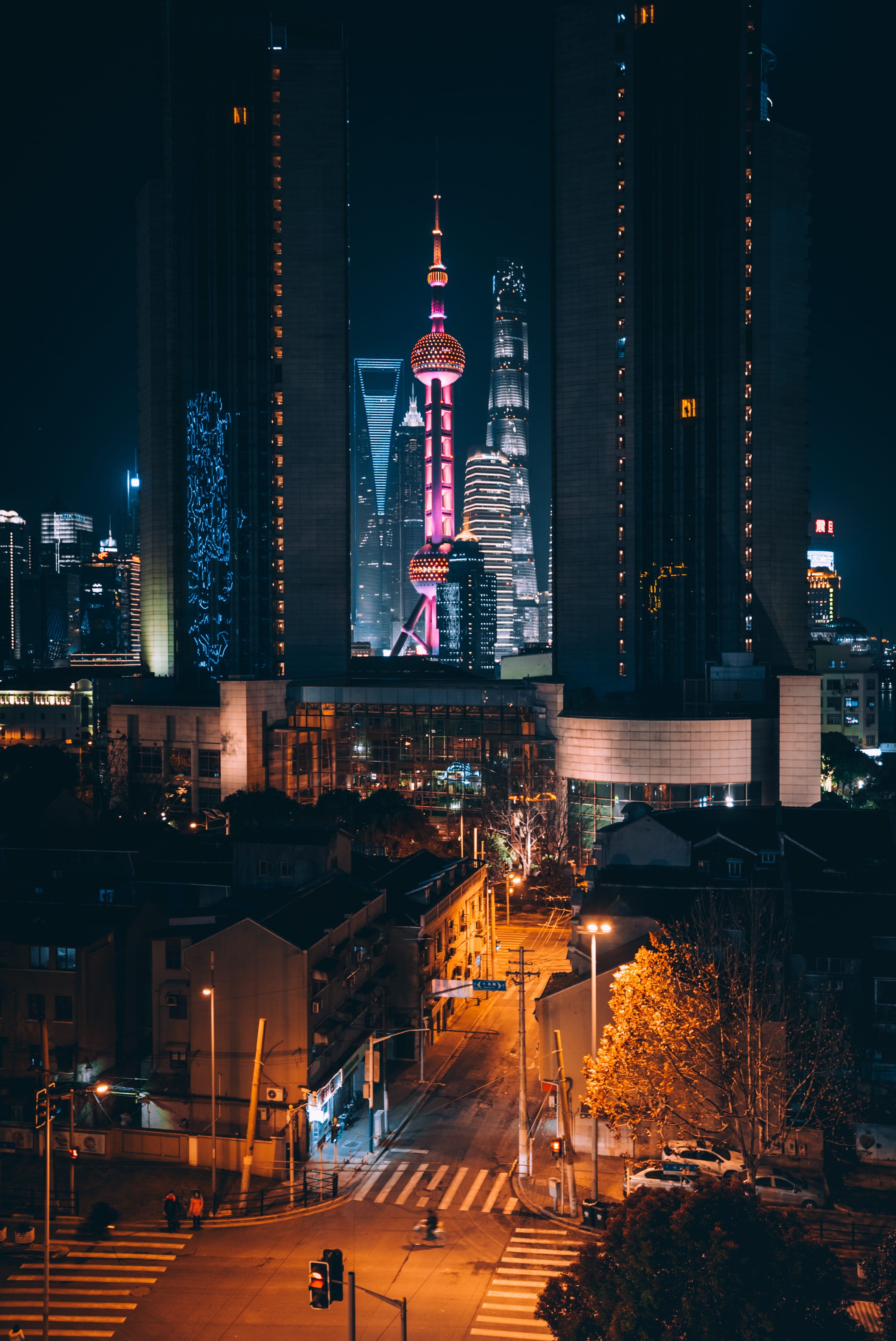 china, travel Destinations, glow, financial District, bund, cityscape, finance, urban, illuminated, outdoors, tower, downtown District, travel, building Exterior, Phone HD Wallpaper