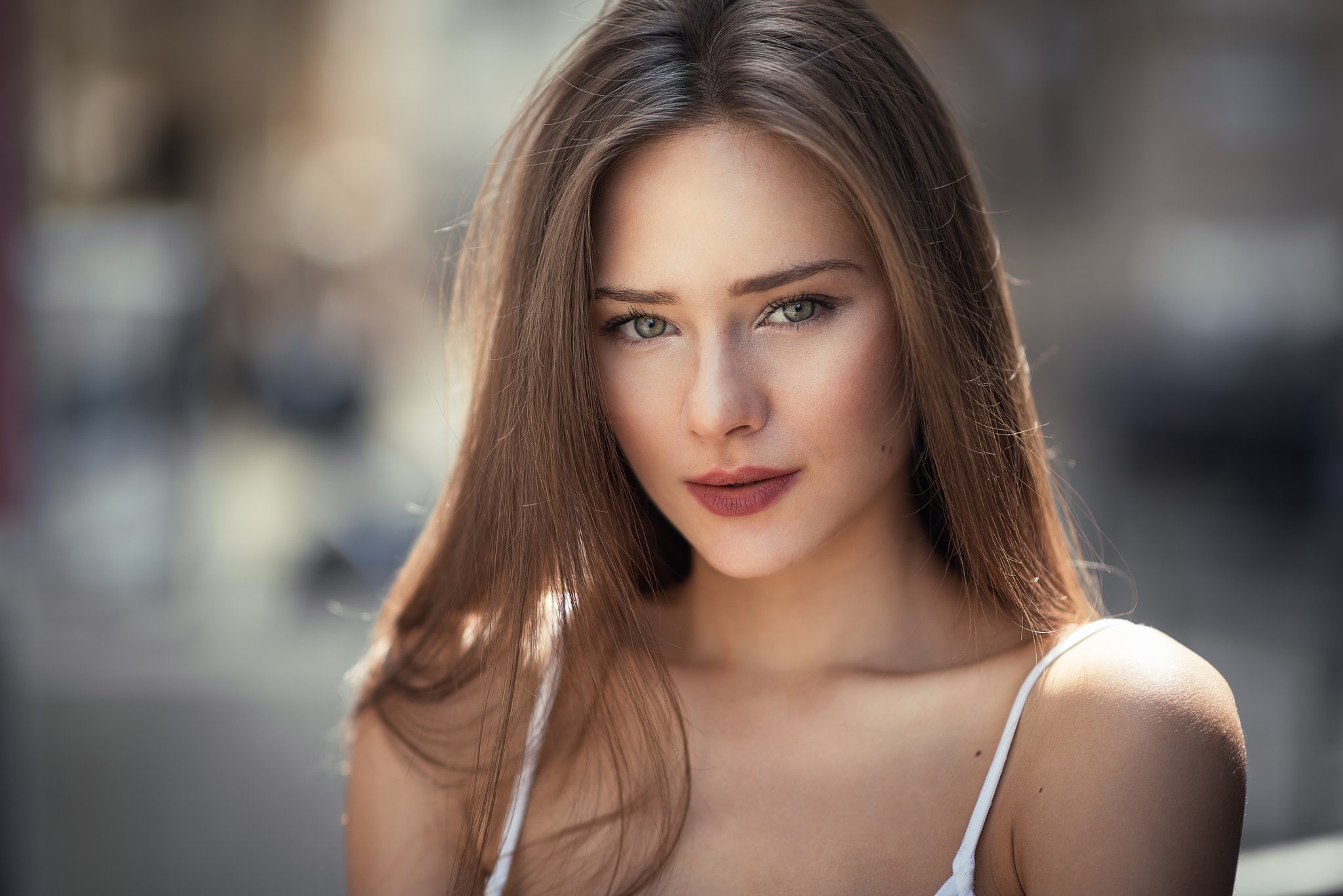 1080P, face, portrait, blonde, women, depth of field, HD Wallpaper