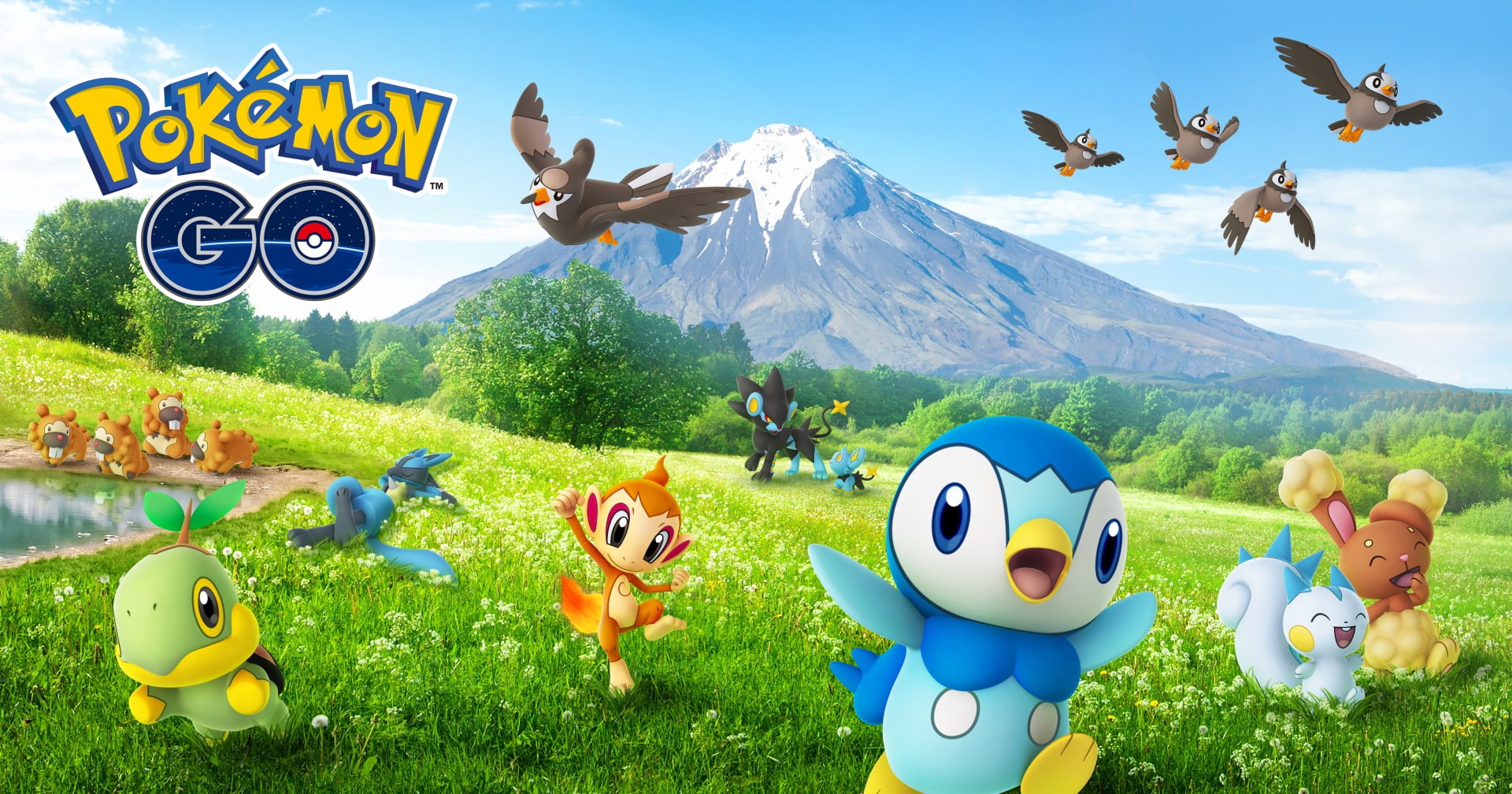 Piplup (Pokémon), Staravia (Pokémon), Pokemon Go, Turtwig (Pokémon), Pachirisu (Pokémon), Chimchar (Pokémon), Pokémon, Luxray (Pokémon), Lucario (Pokémon), HD Wallpaper