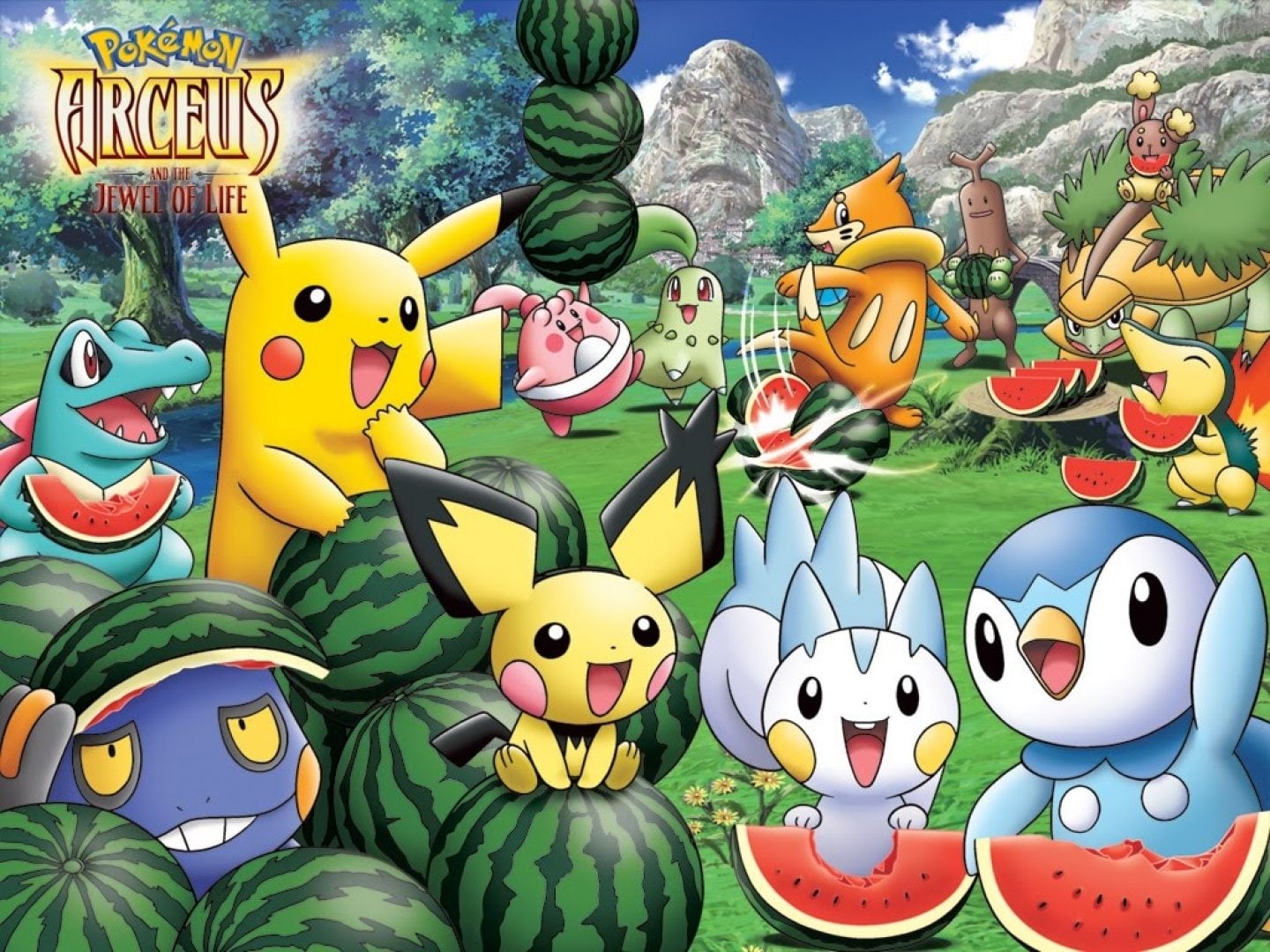 poster, Sudowoodo (Pokémon), Movie, Grotle (Pokémon), Chikorita (Pokémon), pokemon, Piplup (Pokémon), jewel, Pokémon: Arceus And The Jewel Of Life, Pichu (Pokémon), HD Wallpaper