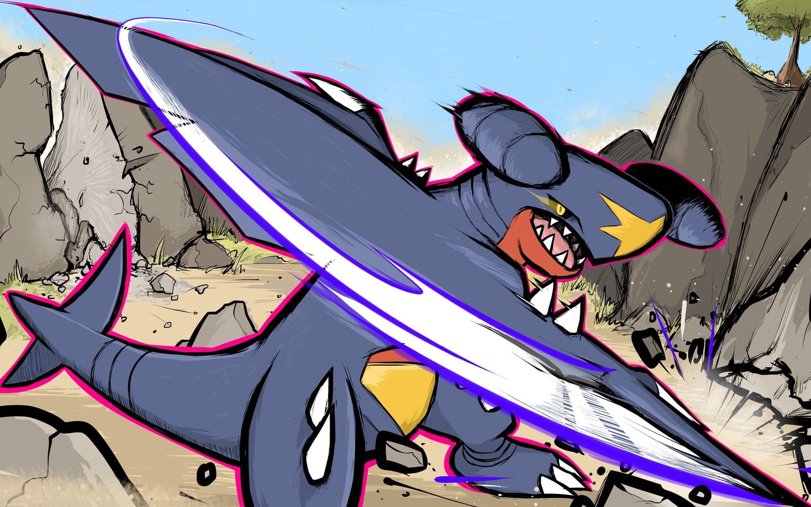 Garchomp, 720P, ishmam, Pokémon, HD Wallpaper