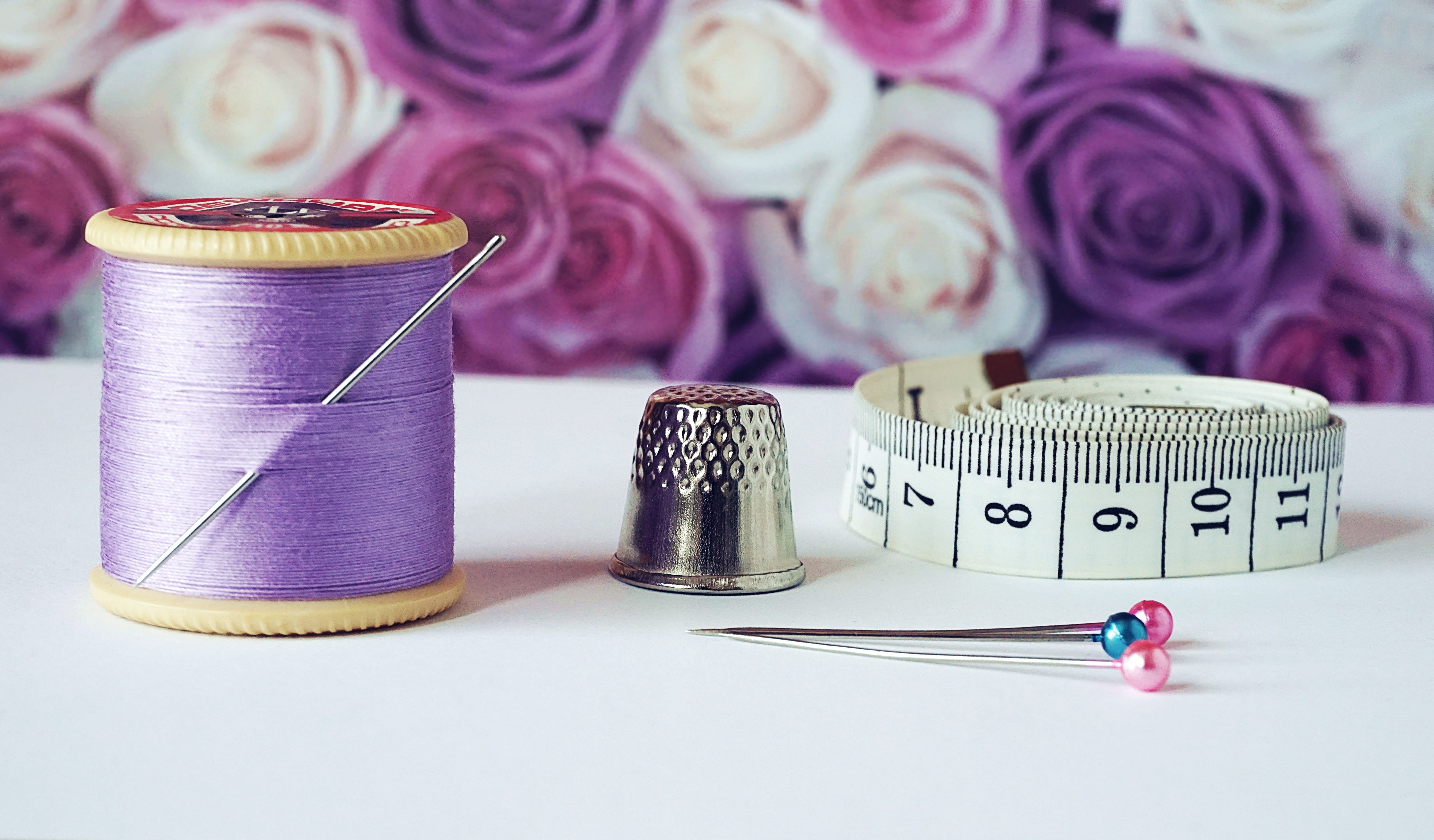 close-up, purple, lilac, choice, dressmaker, thread, color, near, craft, needle, sewing threads, cotton, multi colored, thimble, measuring, fashion, sew, HD Wallpaper