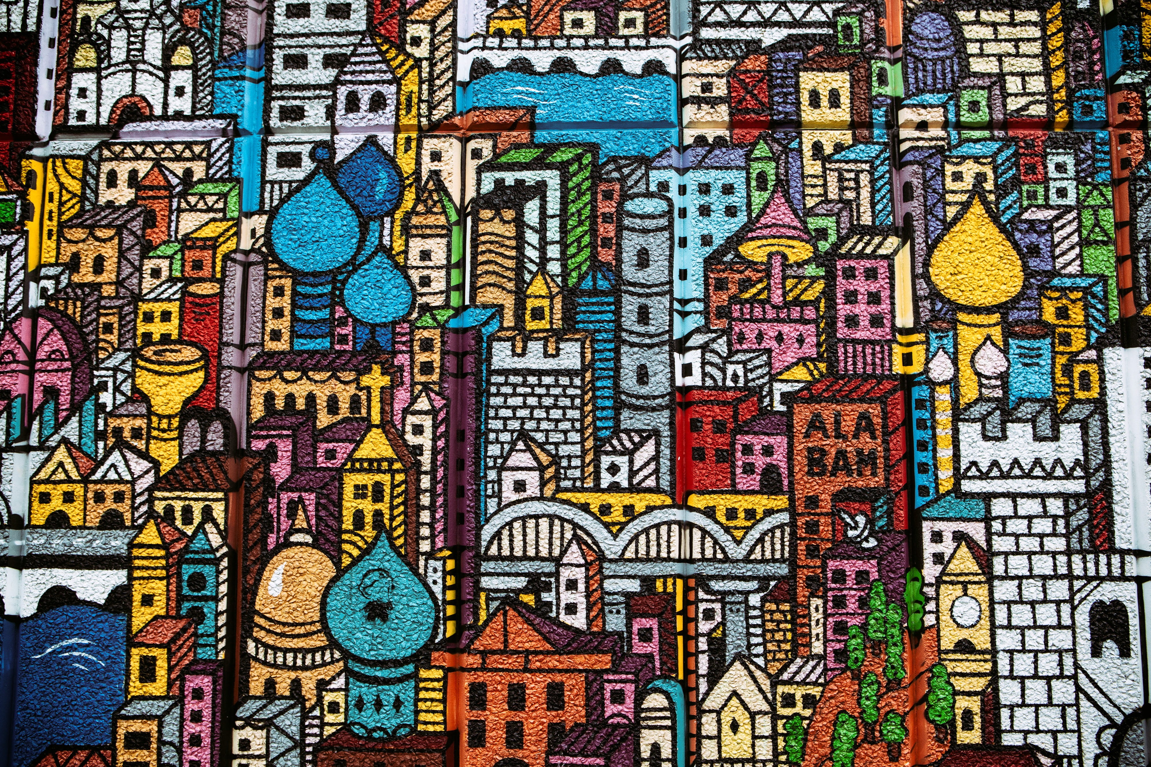 art, buildings, design, built structure, western script, full frame, creativity, street, city, backgrounds, multi Colored, abstract, close-up, text, wall - building feature, HD Wallpaper