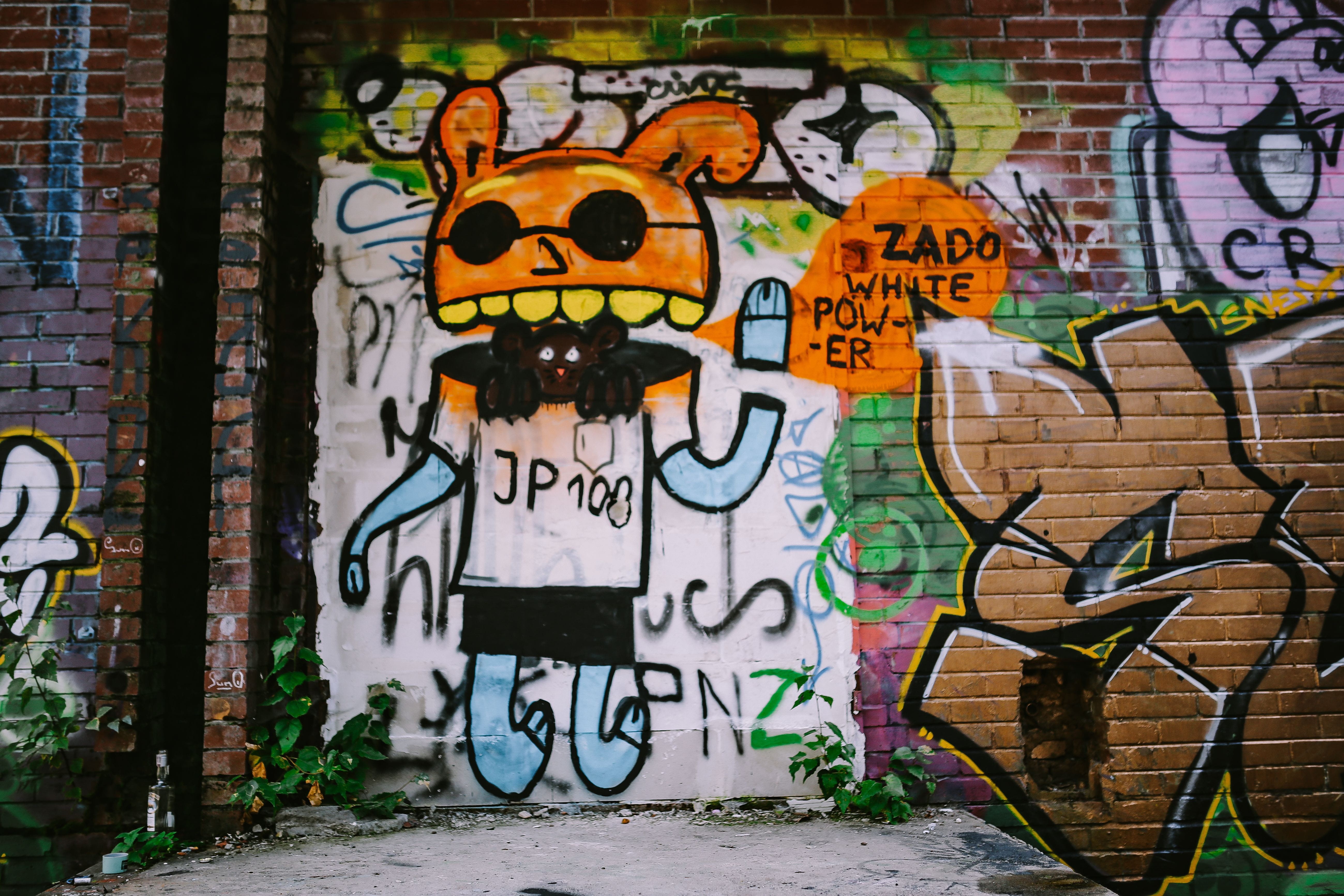 human representation, spray, text, city life, western script, multi colored, art, building exterior, creativity, communication, hiphop, street art, no people, HD Wallpaper
