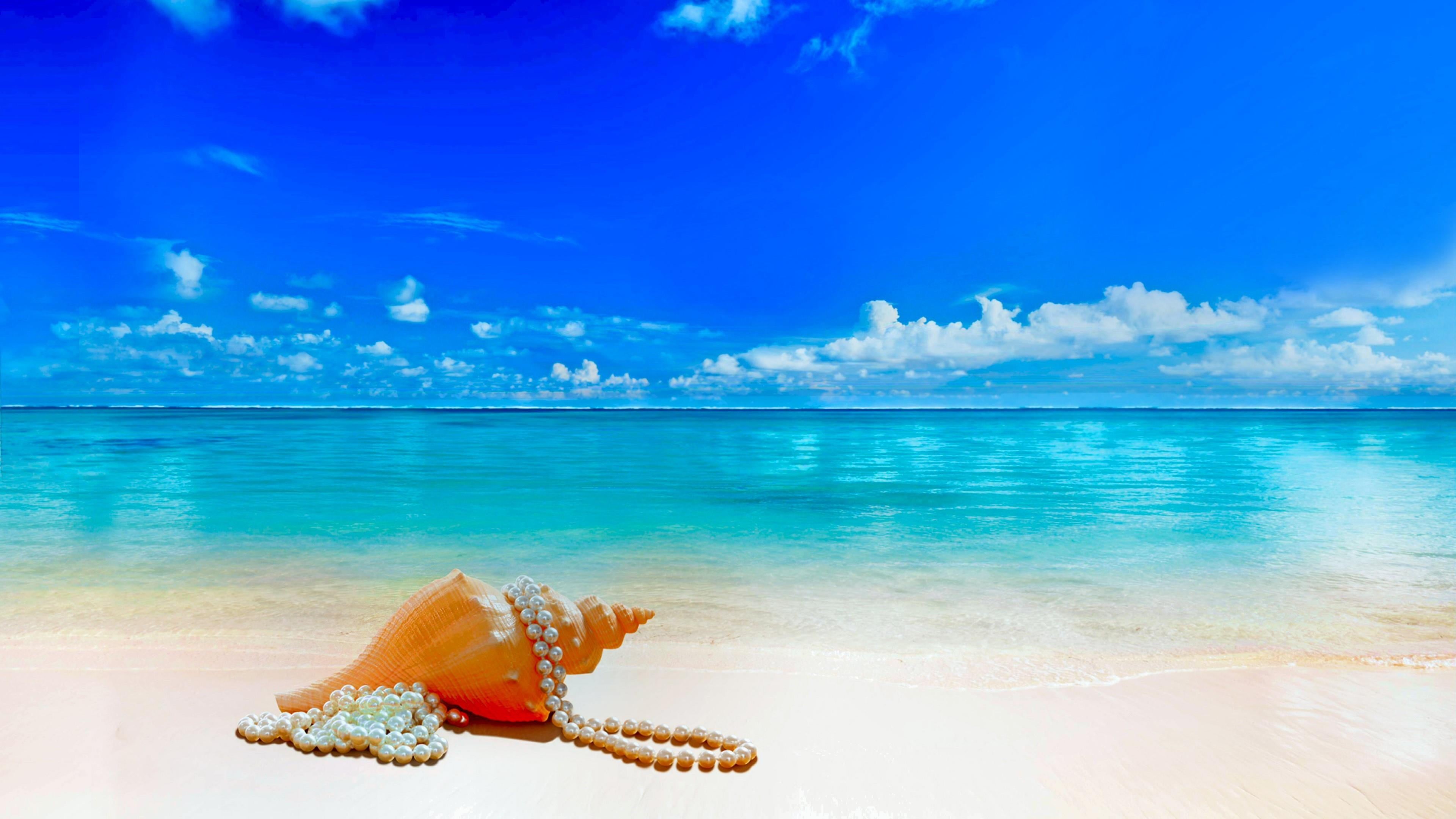 blue sky, holiday, beauty in nature, scenics - nature, beach, turquoise colored, water, tranquil scene, idyllic, marine, sky, horizon over water, pearls, HD Wallpaper