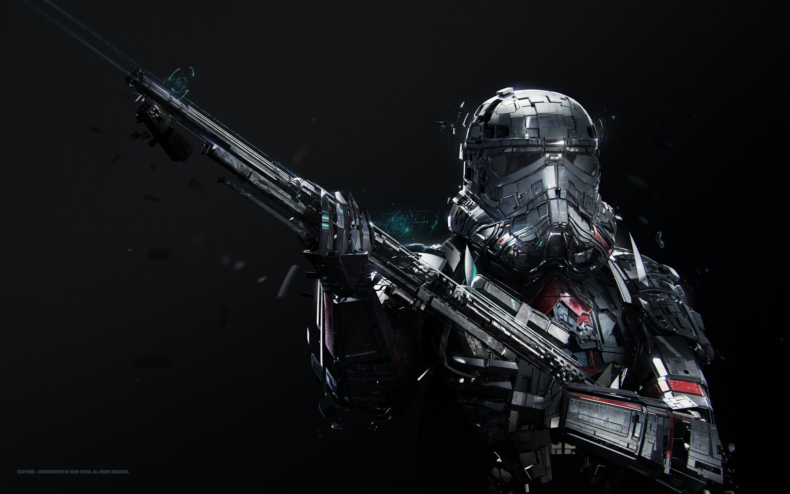 movie, Adam Spizak, film, 2K, Star Wars, fantasy art, fantasy, artwork, science fiction, pearls, simple background, stormtrooper, rifle, sci-fi, black background, HD Wallpaper