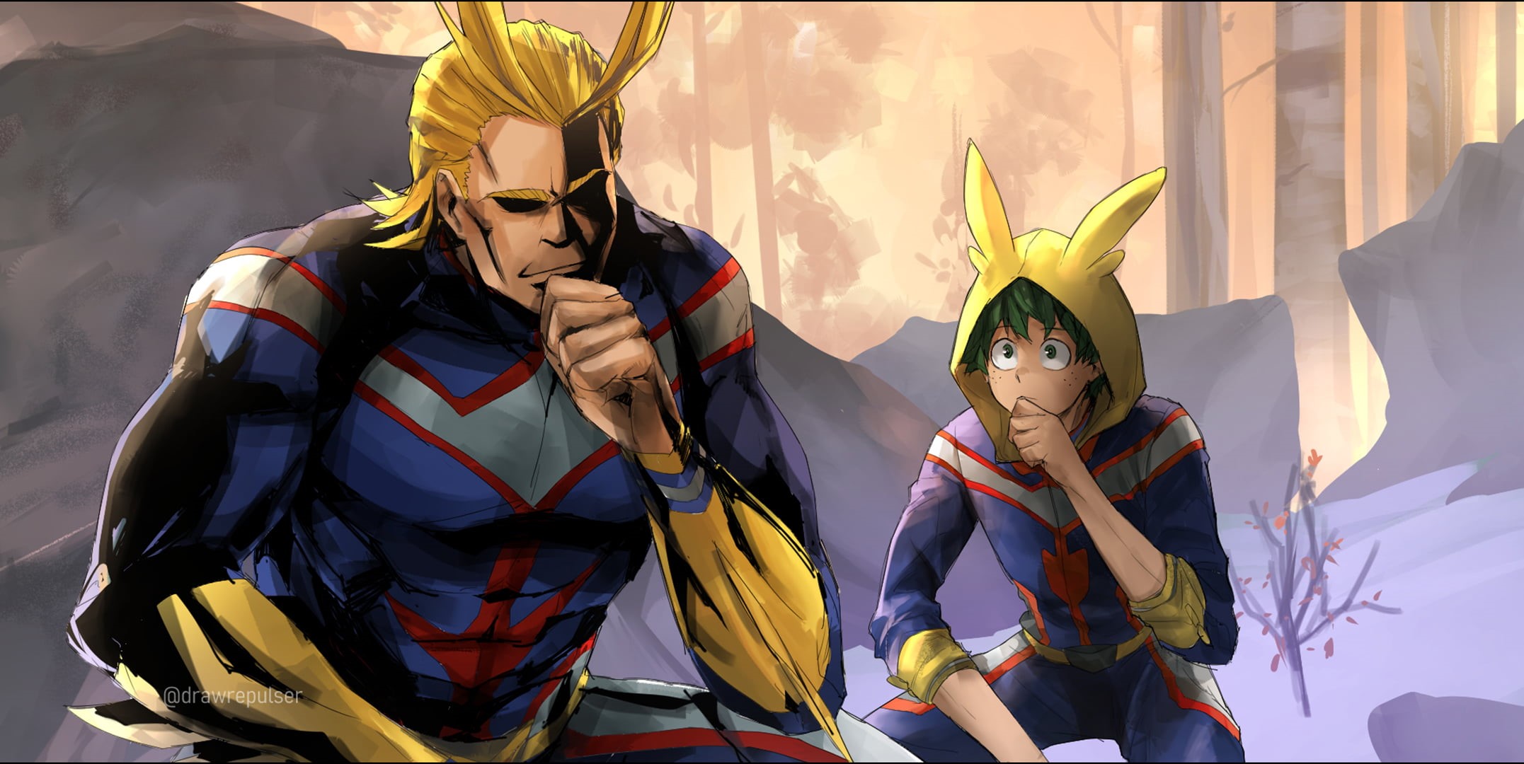 Boku no Hero Academia, 1080P, Anime, My Hero Academia, All Might, Toshinori Yagi, Izuku Midoriya, HD Wallpaper