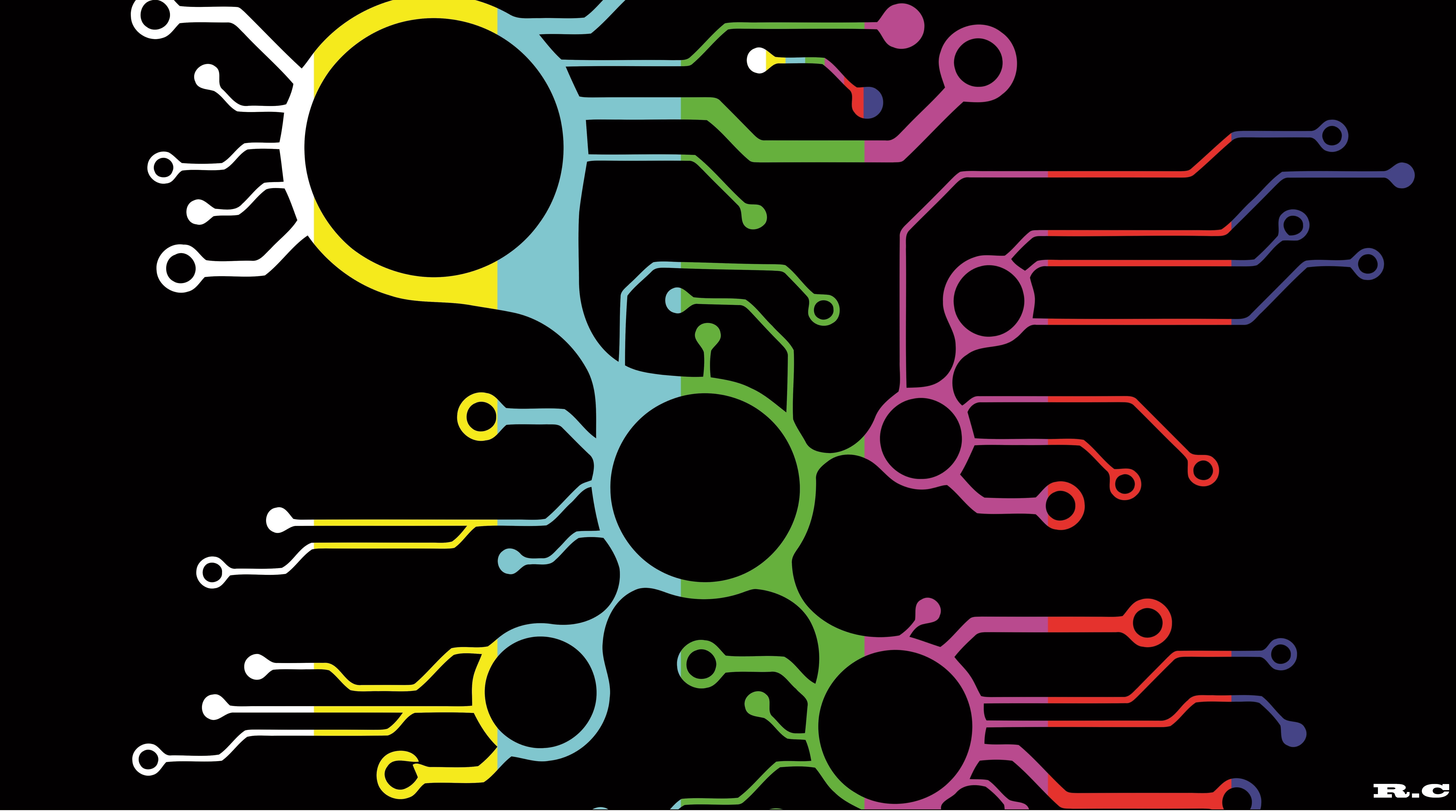 glowing, communication, backgrounds, no people, tech, sign, shape, black background, multicolored, geometric shape, pattern, audio-technica, multi colored, HD Wallpaper