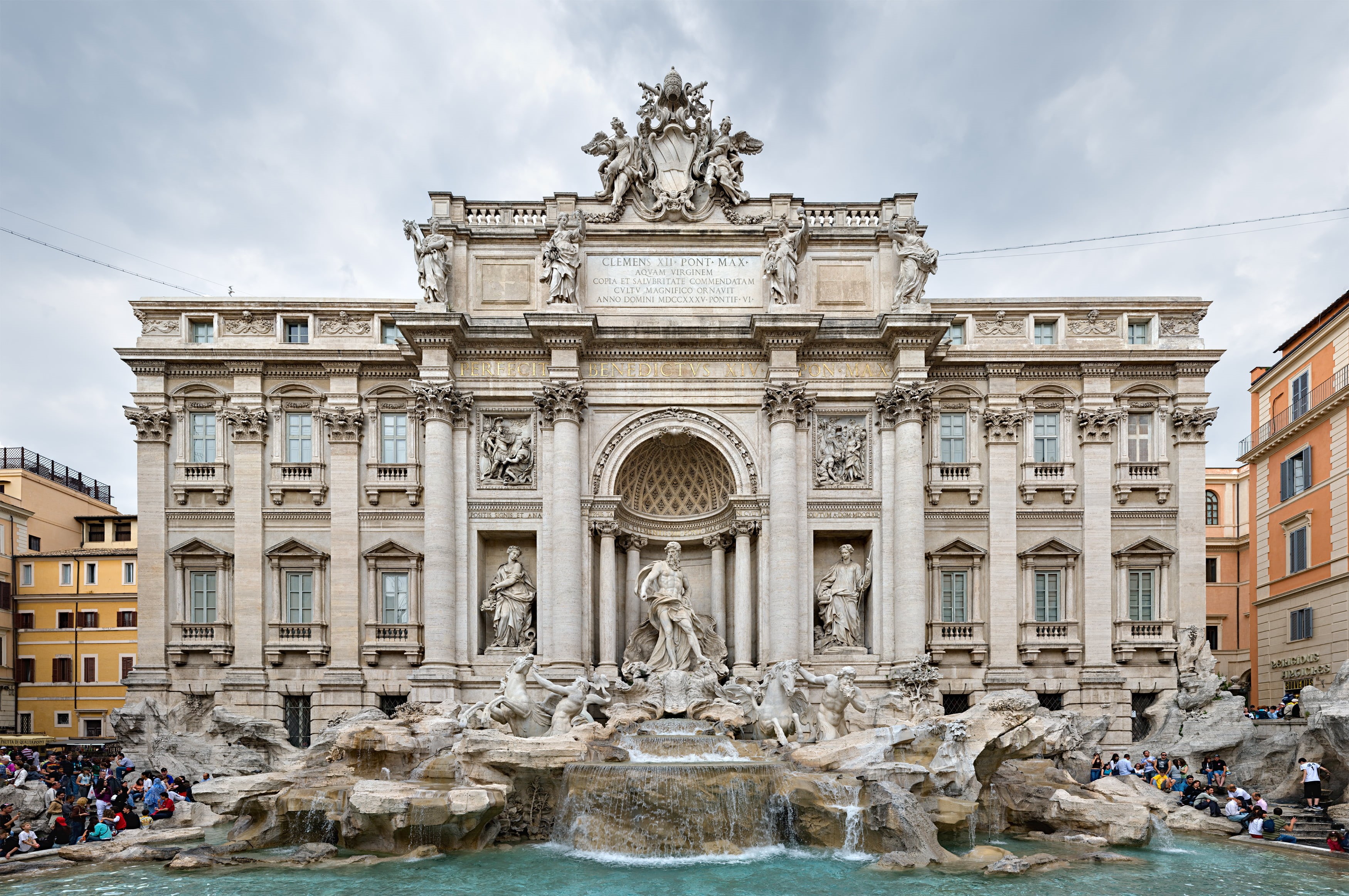 2K, built Structure, people, tourism, cultures, day, statue, sculpture, marble, piazza Navona, the past, european Culture, travel, trevi, sky, italian Culture, HD Wallpaper