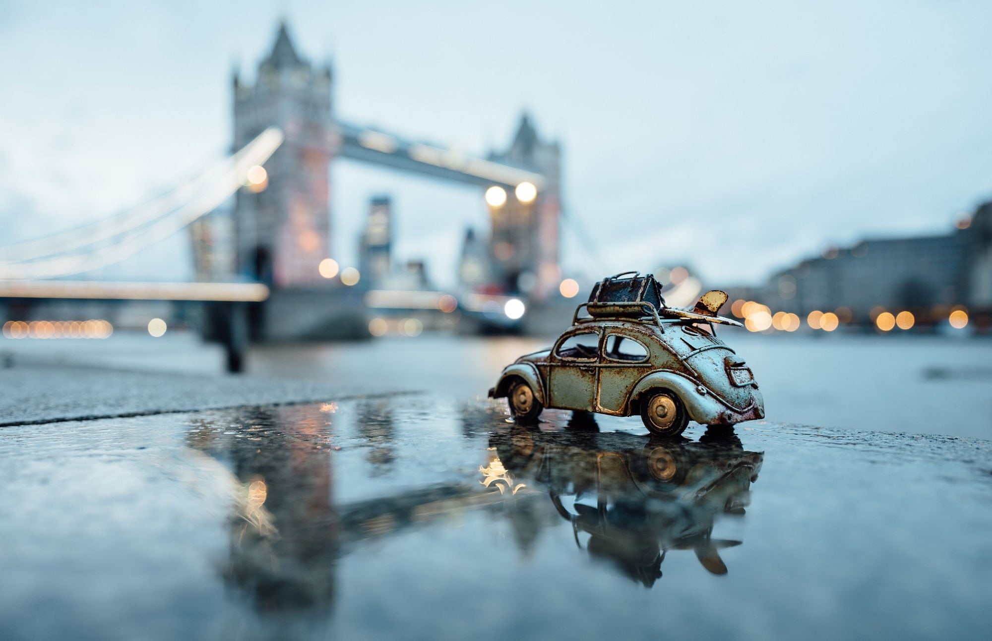 waterfront, mode of transportation, water, nature, toys, government, dusk, city, sky, rain, bridge - man made structure, river, reflection, car, bridge, HD Wallpaper