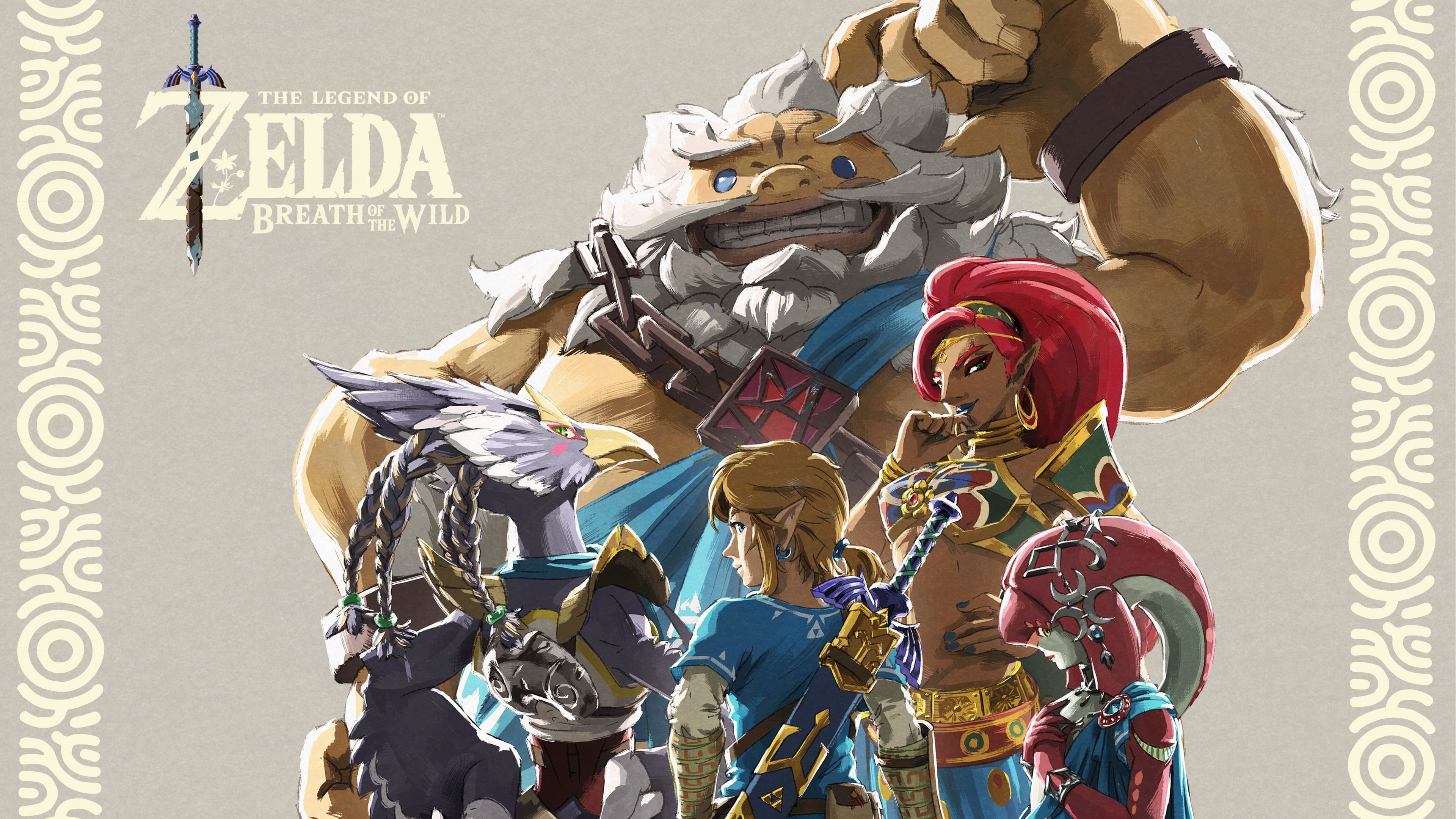 Daruk, Nintendo, The Legend of Zelda: Breath of the Wild, Revali, Club Nintendo, The Legend of Zelda, video games, 4K, Link, Nintendo Switch, Mipha, Urbosa, HD Wallpaper