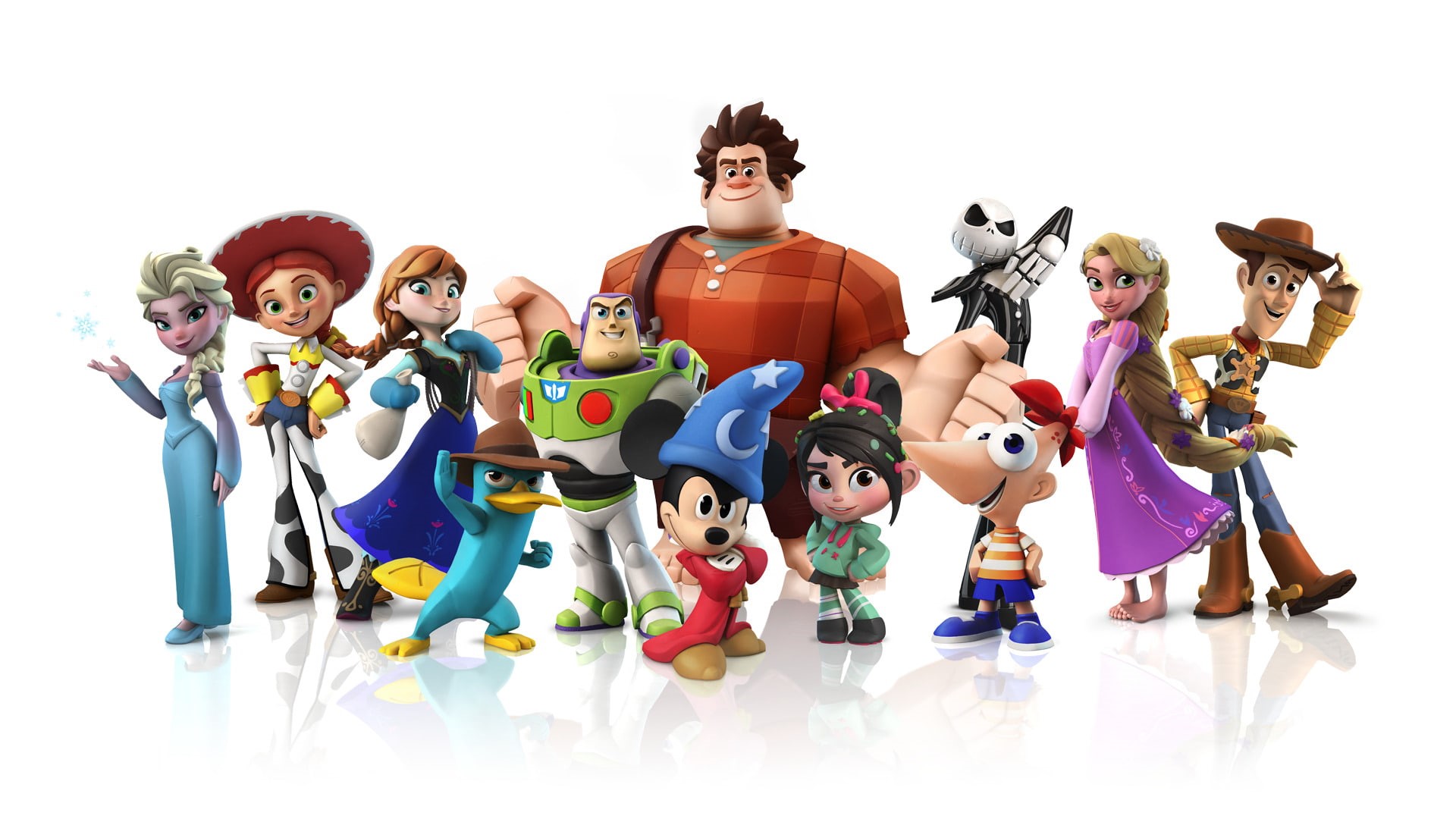 girls, people, childhood, portrait, white background, group of people, Wreck-It Ralph, Jack Skellington, child, females, Elsa (Frozen), adult, cut out, HD Wallpaper