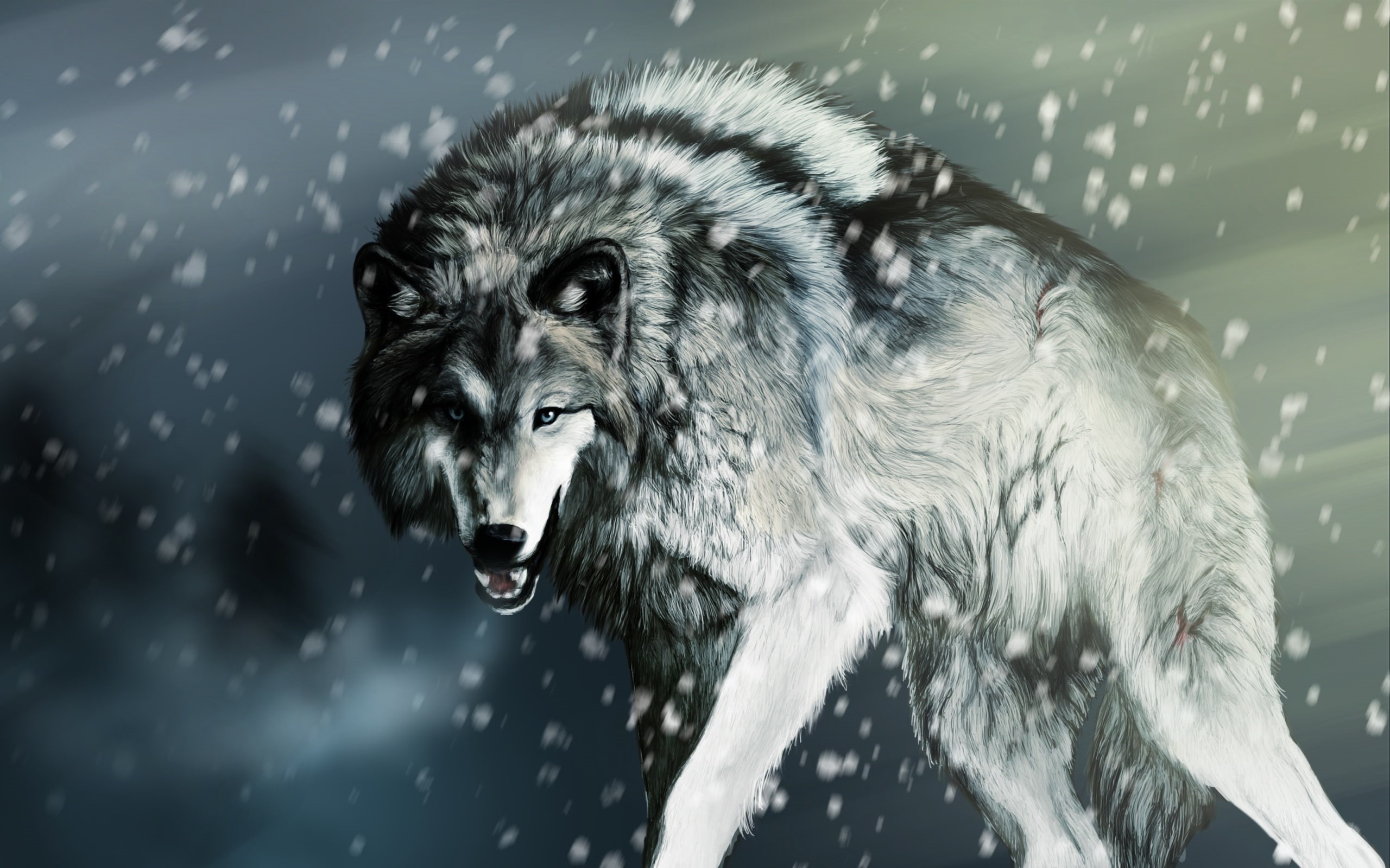 2K, Winter, Wounded, Wolf, graphic, gray, HD Wallpaper