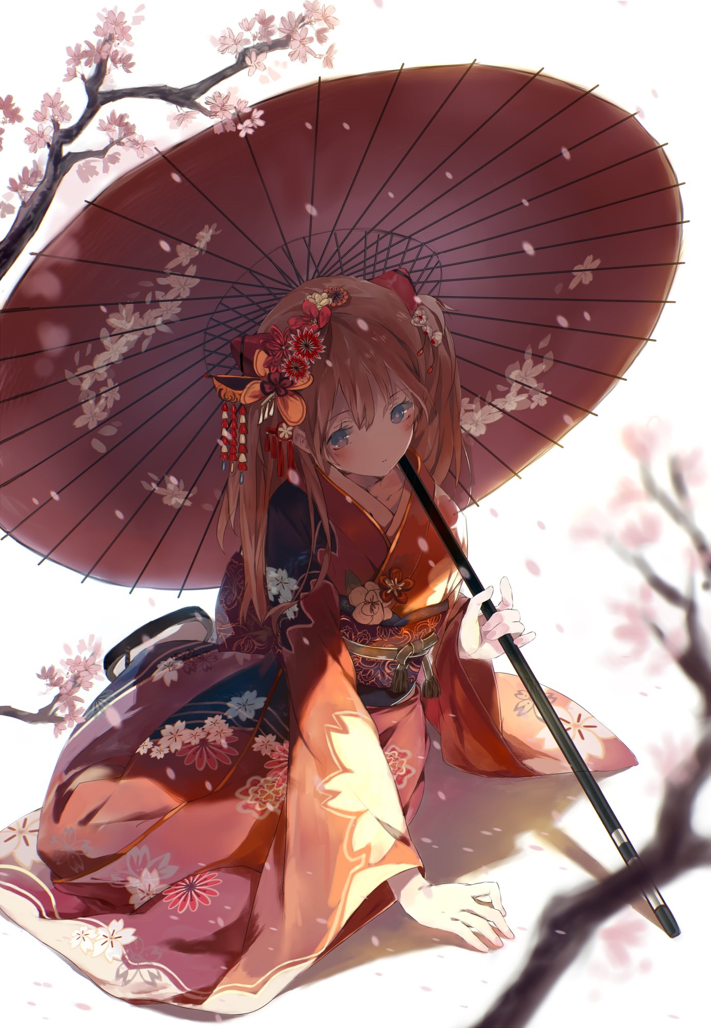 manga, Japanese kimono, anime girls, 1080P, Phone HD Wallpaper