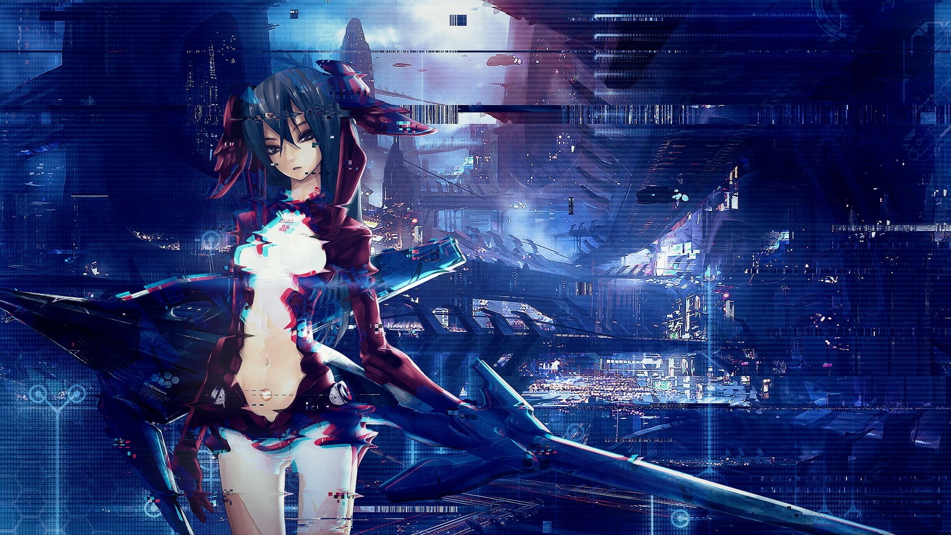 anime, hairstyle, connection, holding, clothing, young adult, sword, beautiful woman, beauty, young women, portrait, character, standing, one person, HD Wallpaper