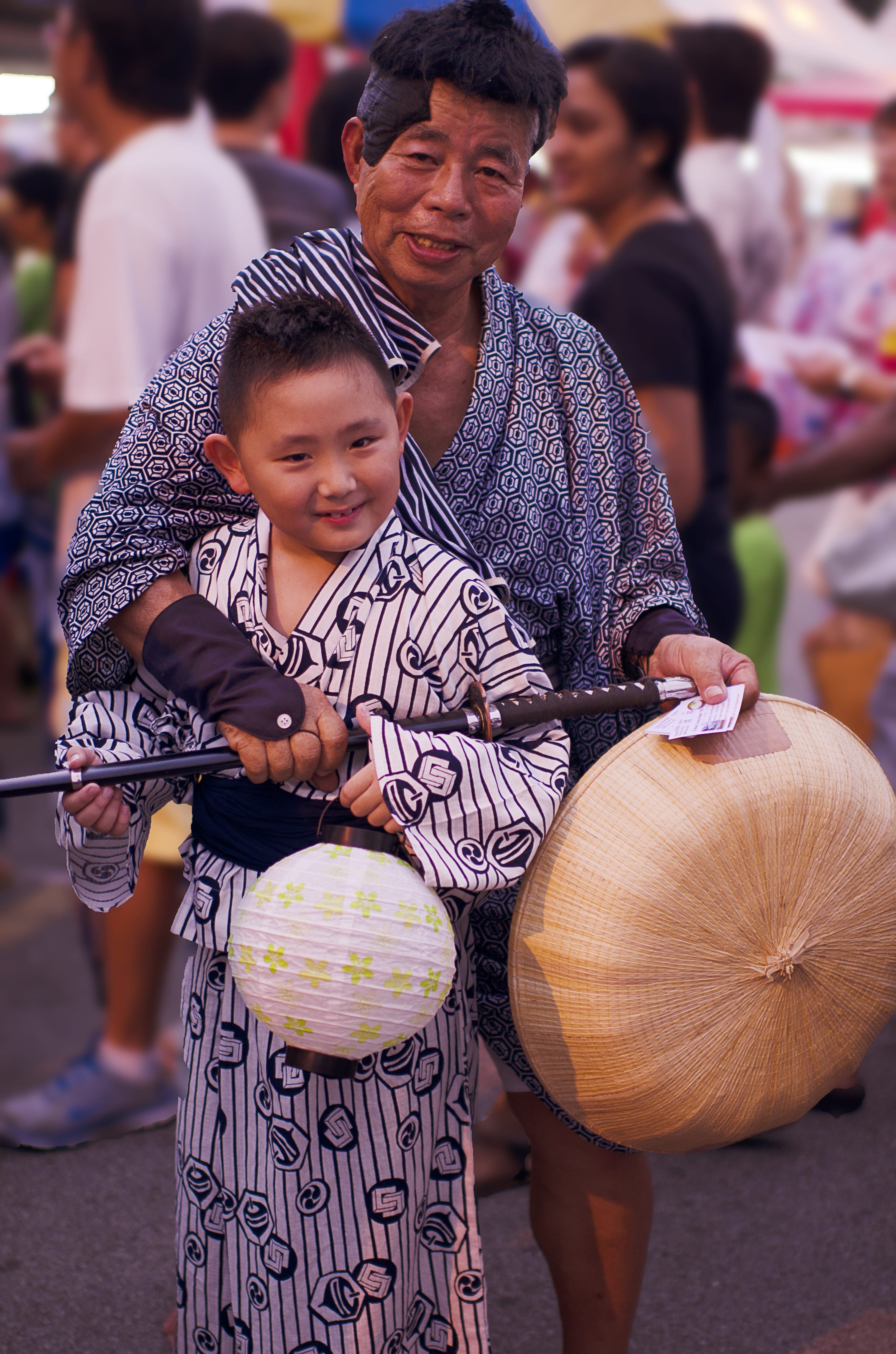 grandfather, japanese harvest festival, traditional outfit, happy, holding, outdoor, fun, traditional cloth, boys, happiness, real people, japanese harvest celebration, Phone HD Wallpaper