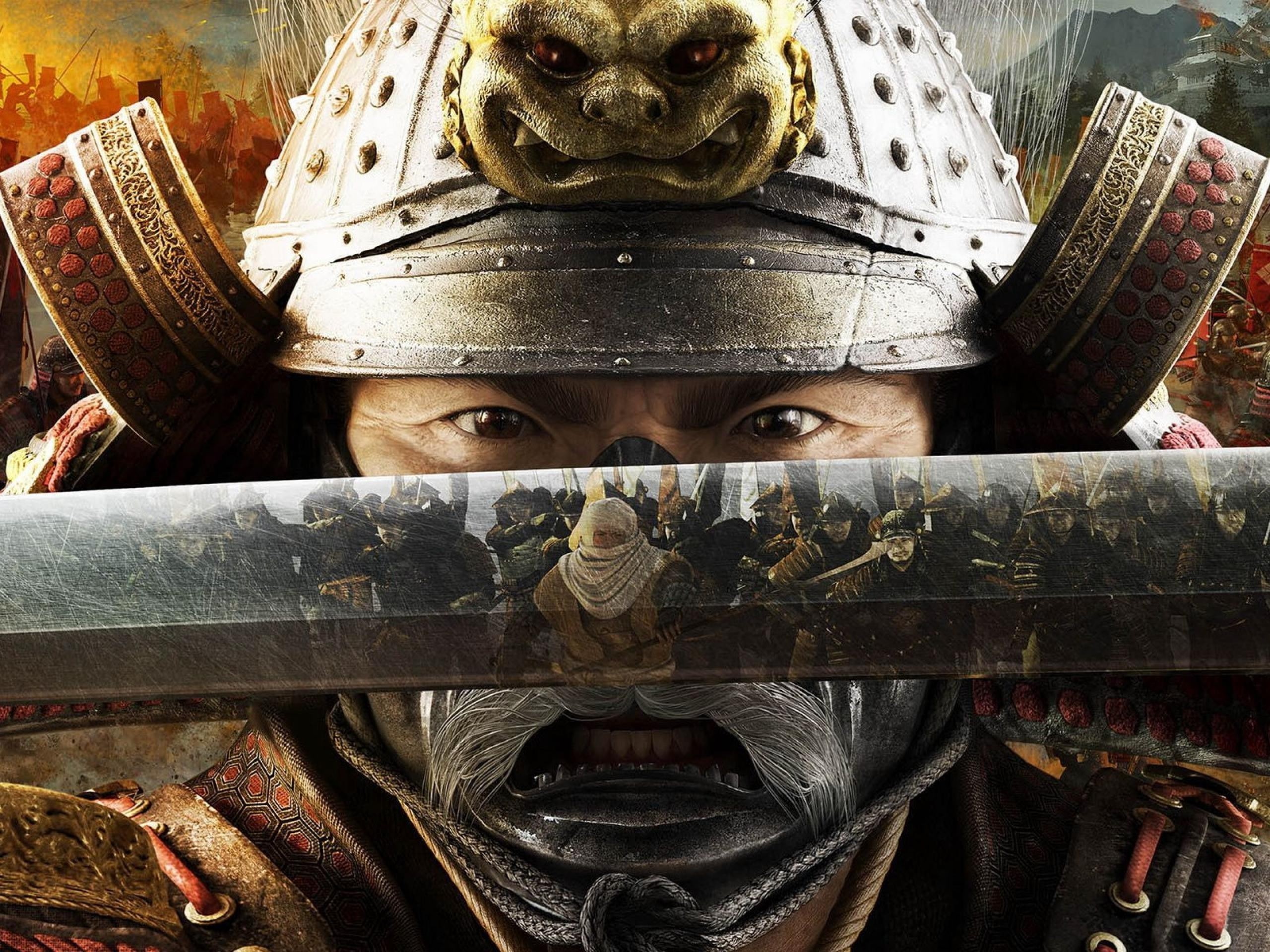 digital composite, lifestyles, warrior, headshot, video games, men, samurai, close-up, obscured face, looking at camera, one person, human body part, human face, HD Wallpaper