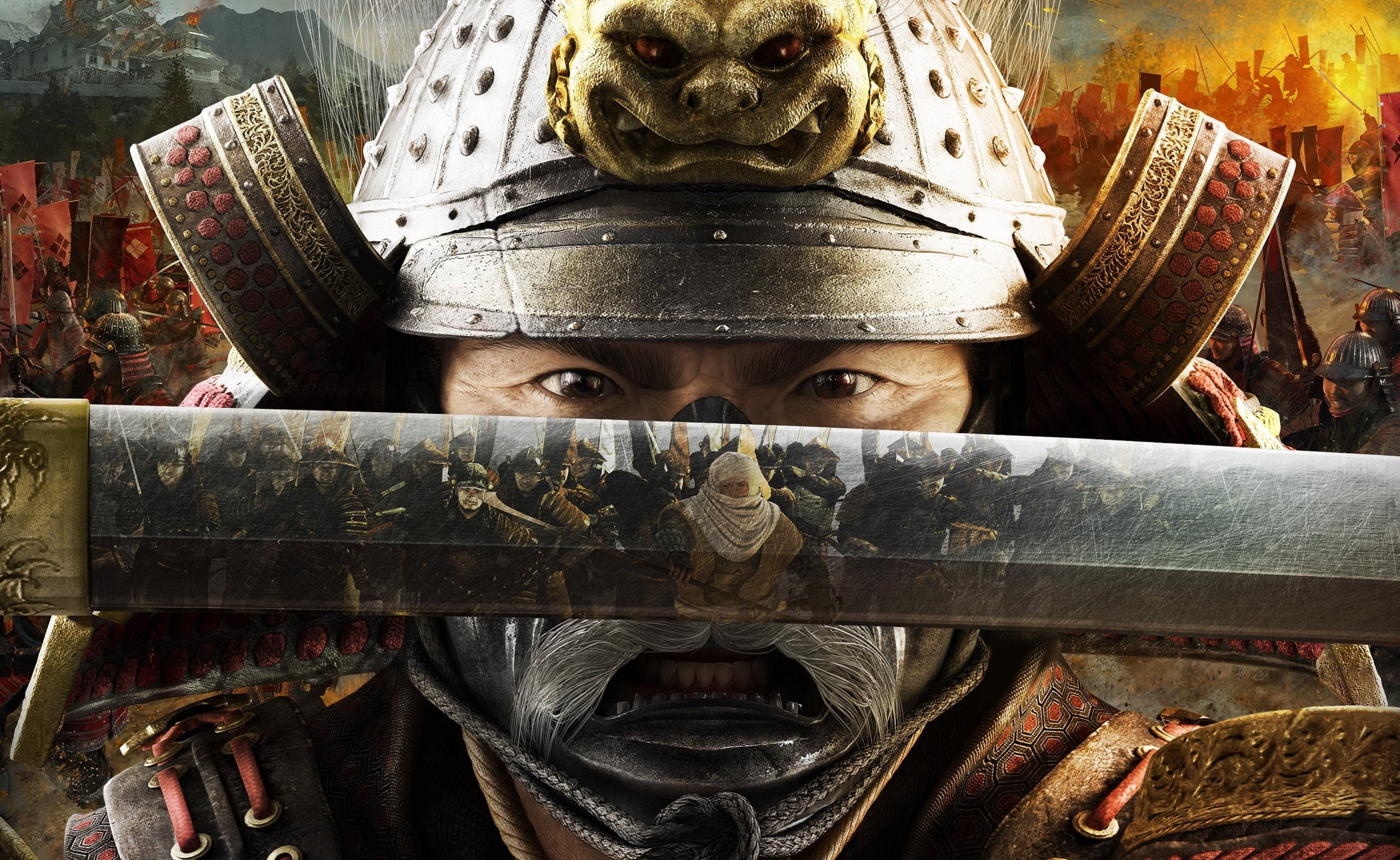 looking at camera, front view, human face, sculpture, real people, human representation, Games, representation, samurai, 2K, indoors, leisure activity, HD Wallpaper