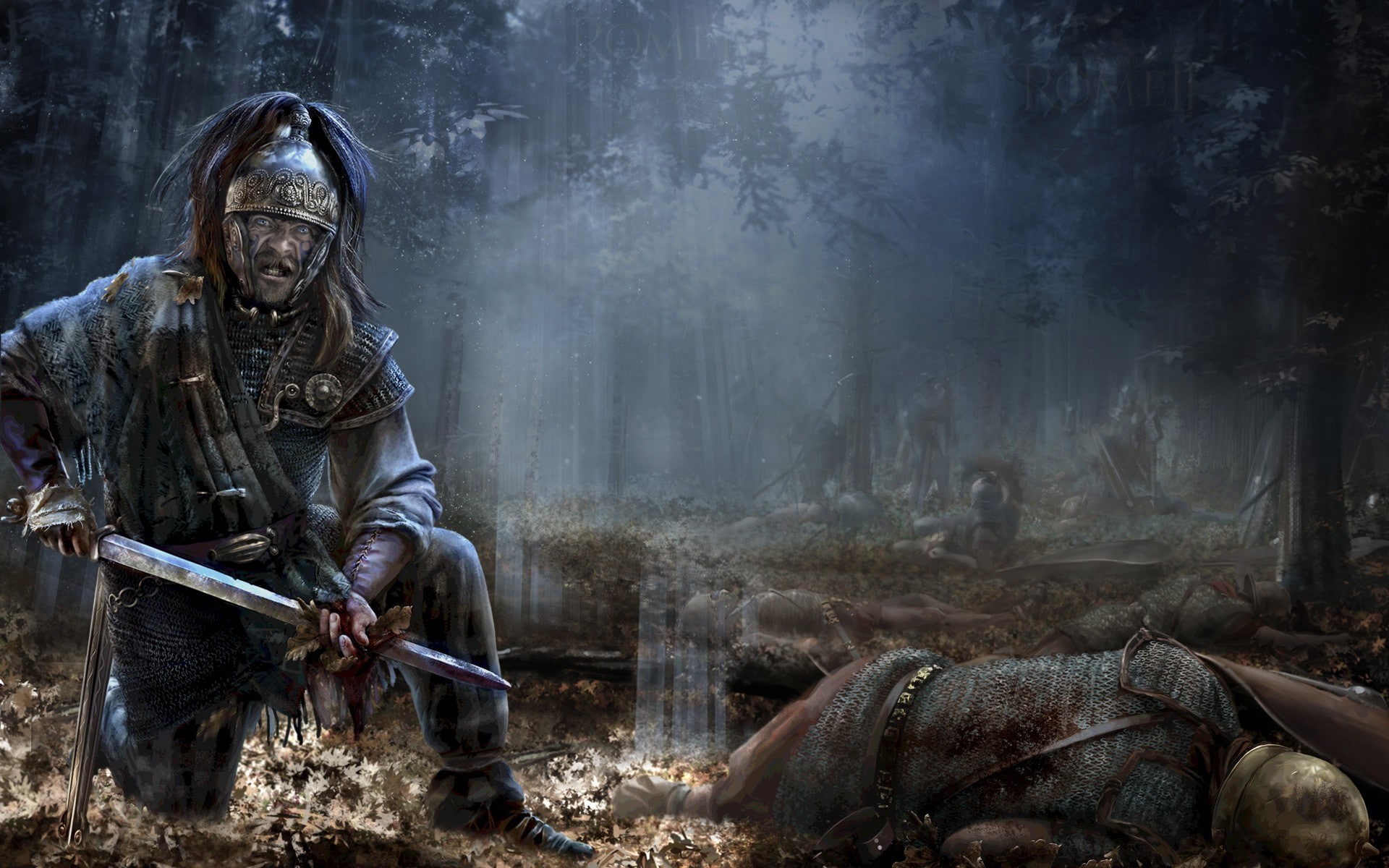 Total War: Rome 2, smoke - Physical Structure, aggression, background, waist up, horror, holding, weapon, nature, warrior, people, outdoors, judgment Day - Apocalypse, HD Wallpaper