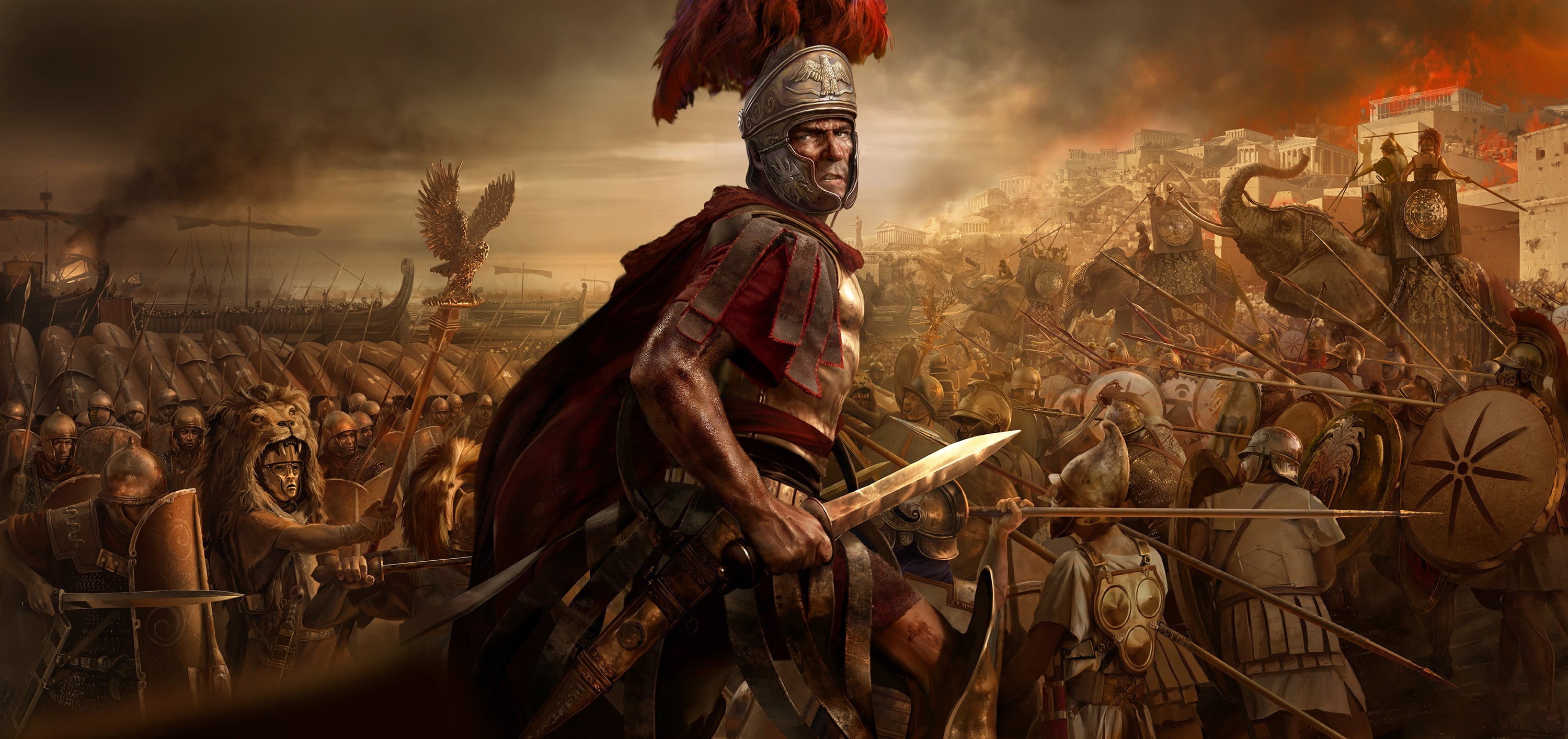 traditional clothing, men, military, human limb, government, sky, males, the past, holding, architecture, people, beard, war, Rome: Total War, fighting, HD Wallpaper
