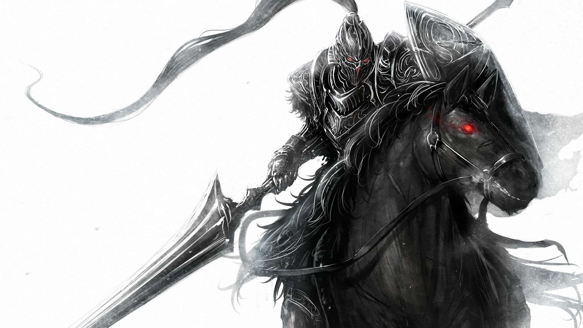 horned, animal themes, sword, mammal, horse, indoors, armor, domestic animals, pets, holding, simple background, digital art, warrior, animal body part, HD Wallpaper
