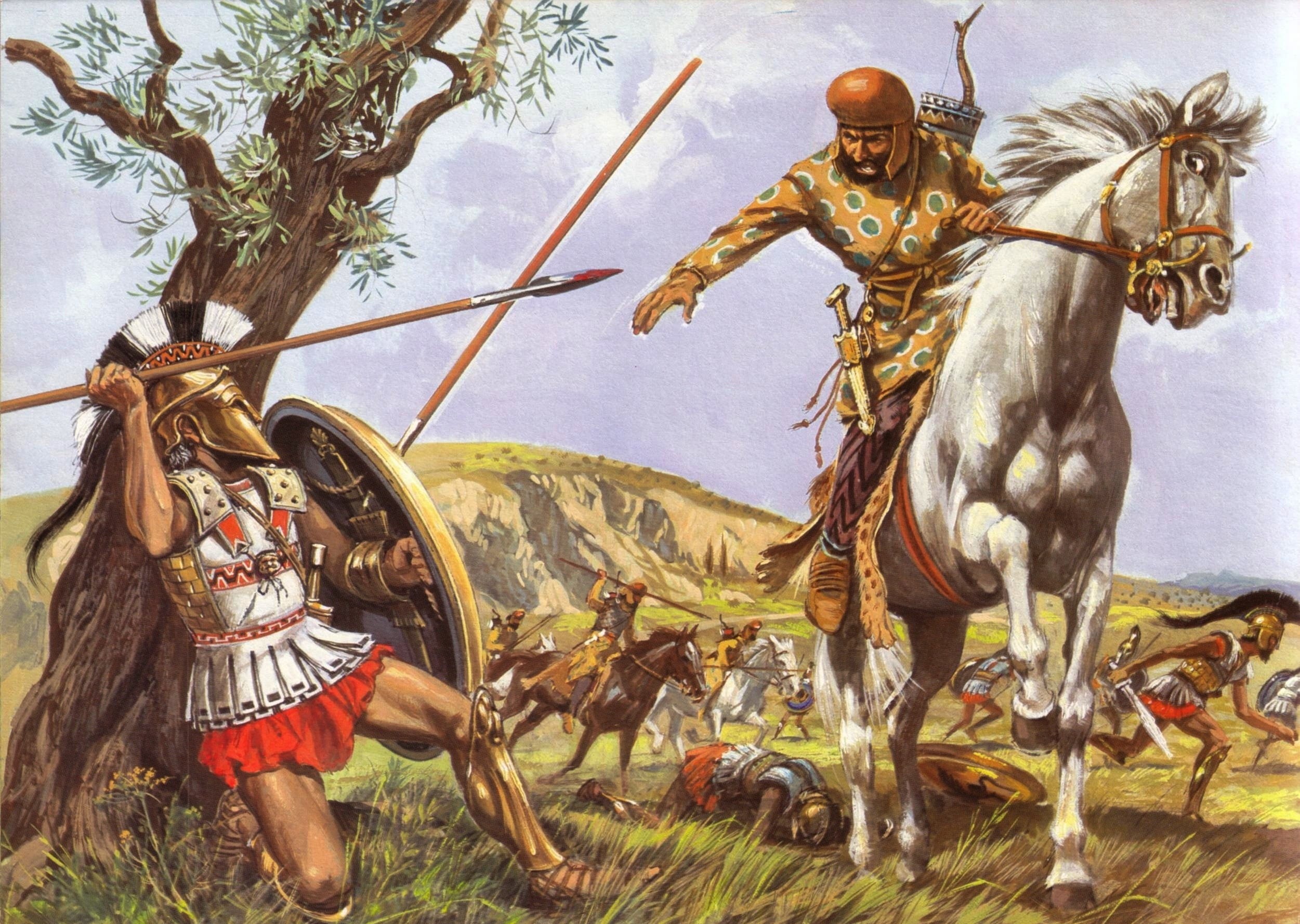 the Persians, the battle, day, riding, animal wildlife, art, sculpture, figure, horse, painting, livestock, man, statue, wielding, shield, art and craft, HD Wallpaper
