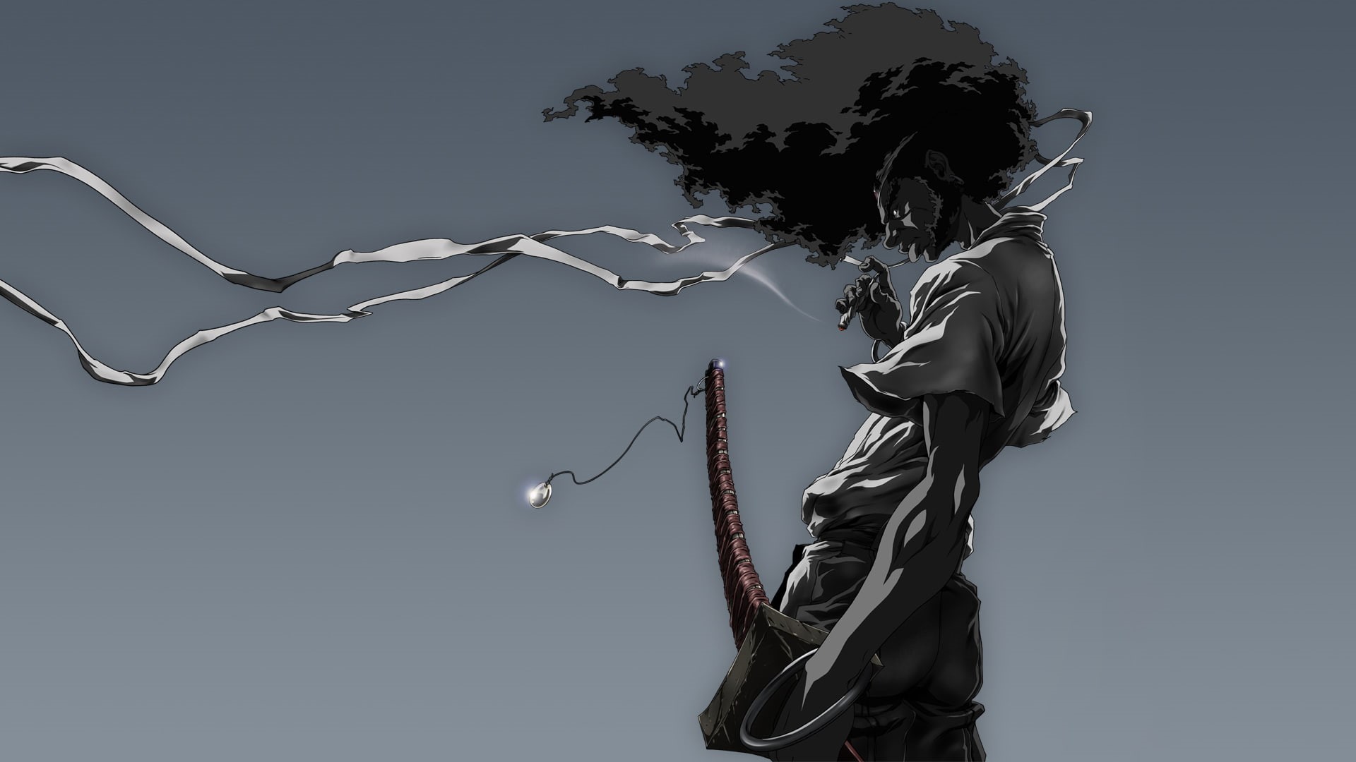 cartoon/comic, 1080P, samurai, afro, hd, HD Wallpaper