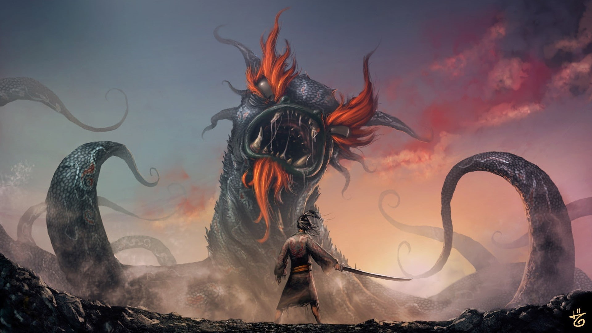 Samurai Jack, fantasy art, x, hd, 1080P, jack, abstract, samurai, fantasy, art, HD Wallpaper