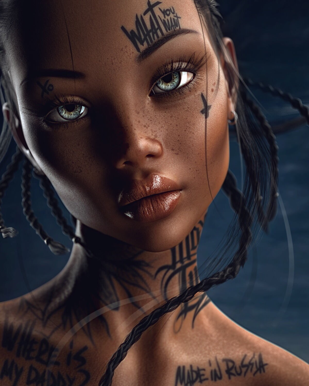 close-up, tattoo, hairstyle, human body part, fantasy girl, portrait, headshot, eyeshadow, Max Twain, body part, beauty, beautiful woman, studio shot, one person, Phone HD Wallpaper