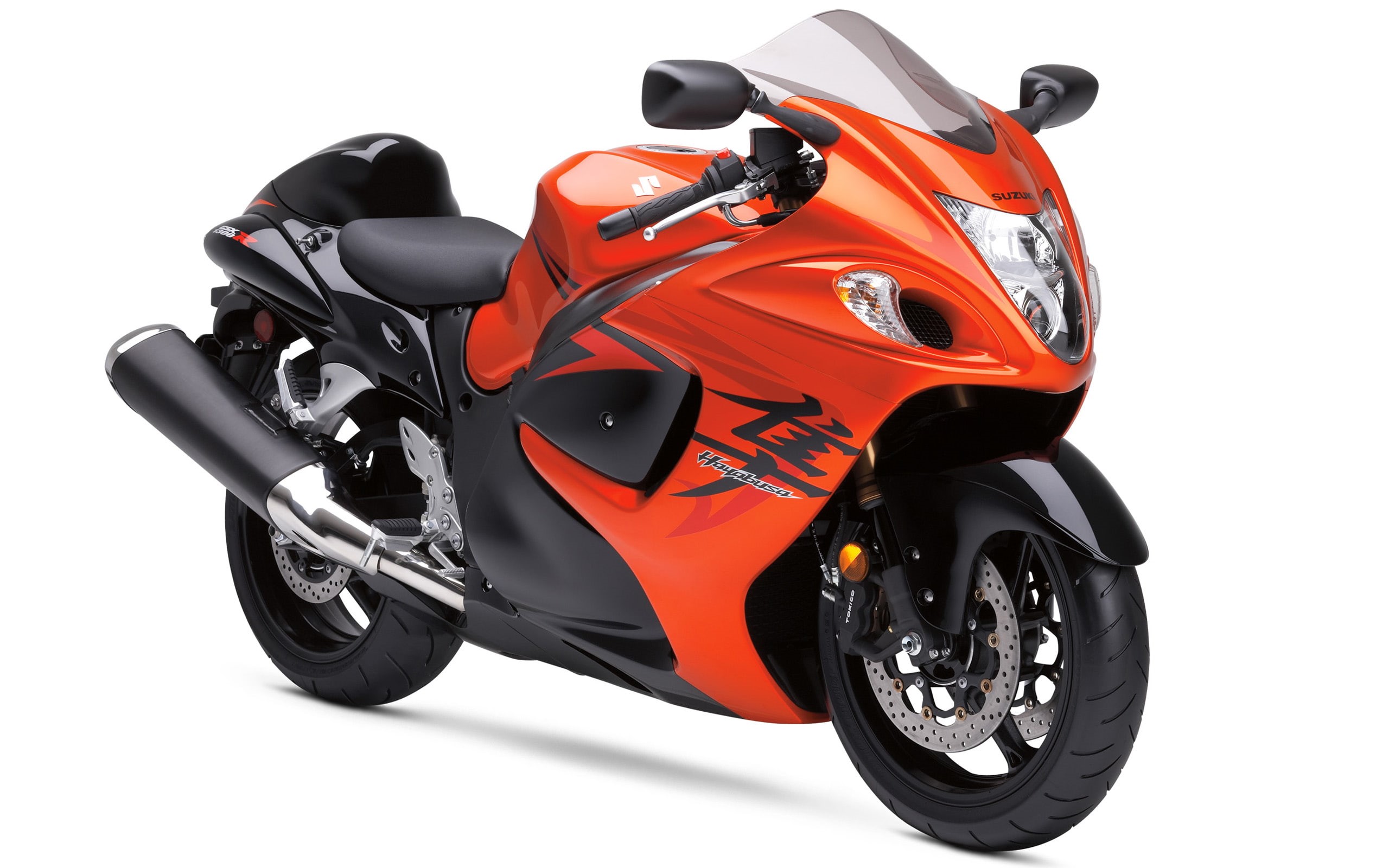2K, sports, motorcycle, red, suzuki, orange, bike, black, hayabusa, HD Wallpaper