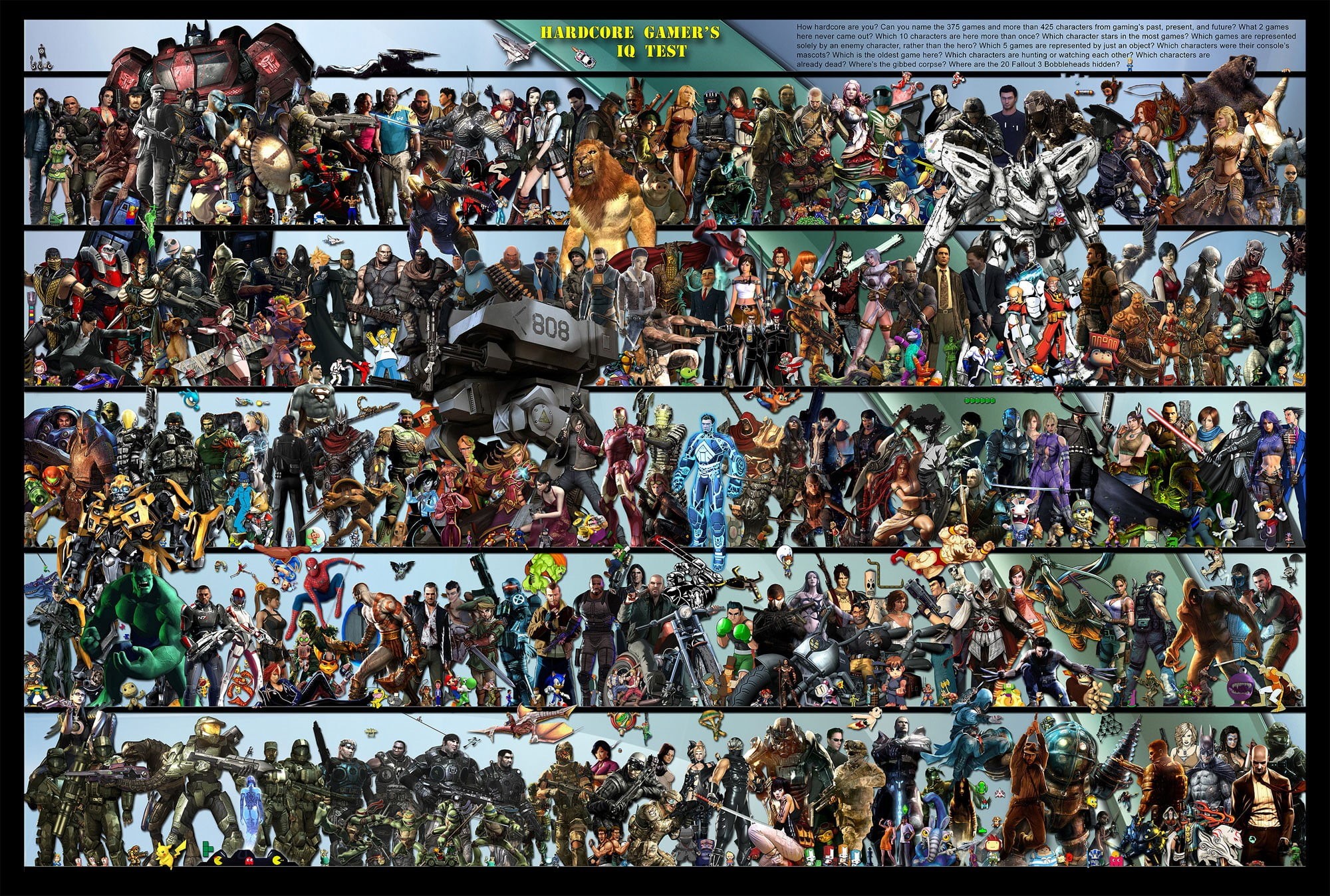 collage, large group of objects, Ryu (Street Fighter), group of people, Crysis, backgrounds, women, men, variation, Overlord, The Simpsons, The Legend of Zelda, HD Wallpaper