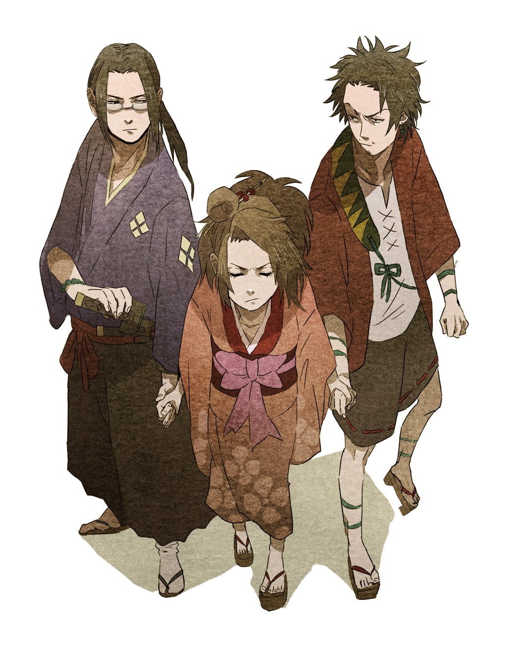 people, males, cut out, Fuu, group of people, family, men, girls, studio shot, portrait, emotion, child, Mugen, Jin (Samurai Champloo), Samurai Champloo, Phone HD Wallpaper