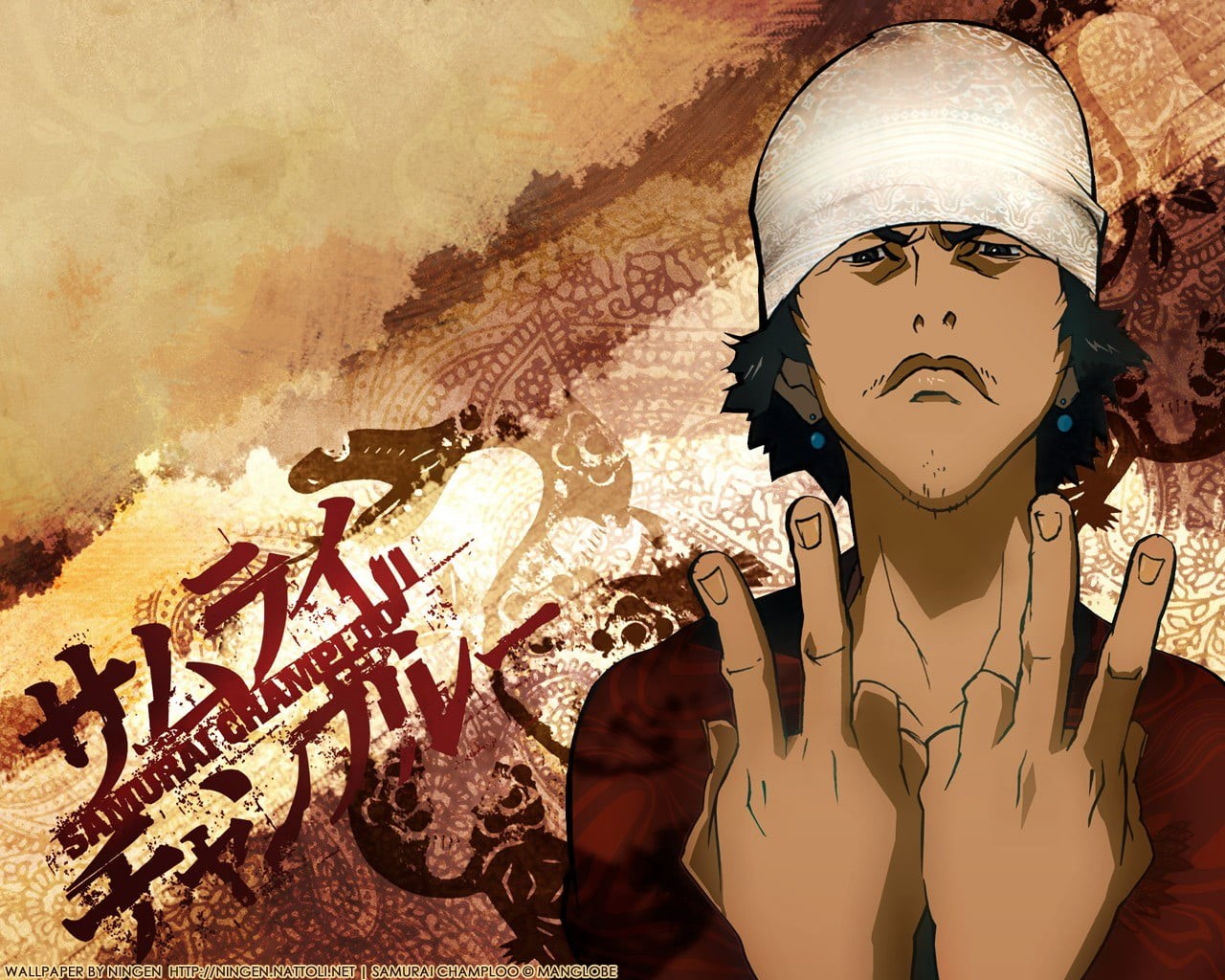 art and craft, people, front view, Samurai Champloo, music, digital composite, human representation, indoors, representation, portrait, wall - building feature, HD Wallpaper