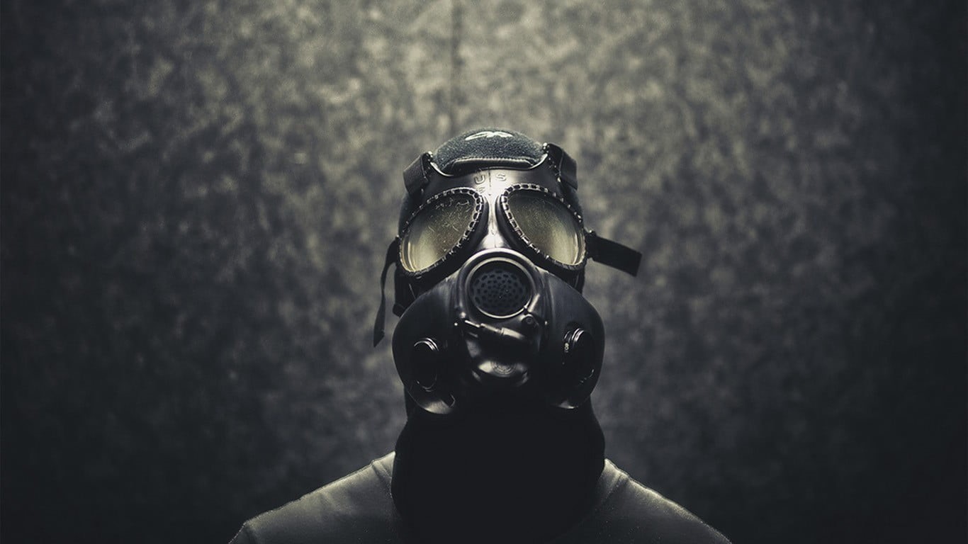 single object, gas, disguise, safety, focus on foreground, mystery, apocalyptic, mask, unrecognizable person, security, one person, headshot, black color, HD Wallpaper
