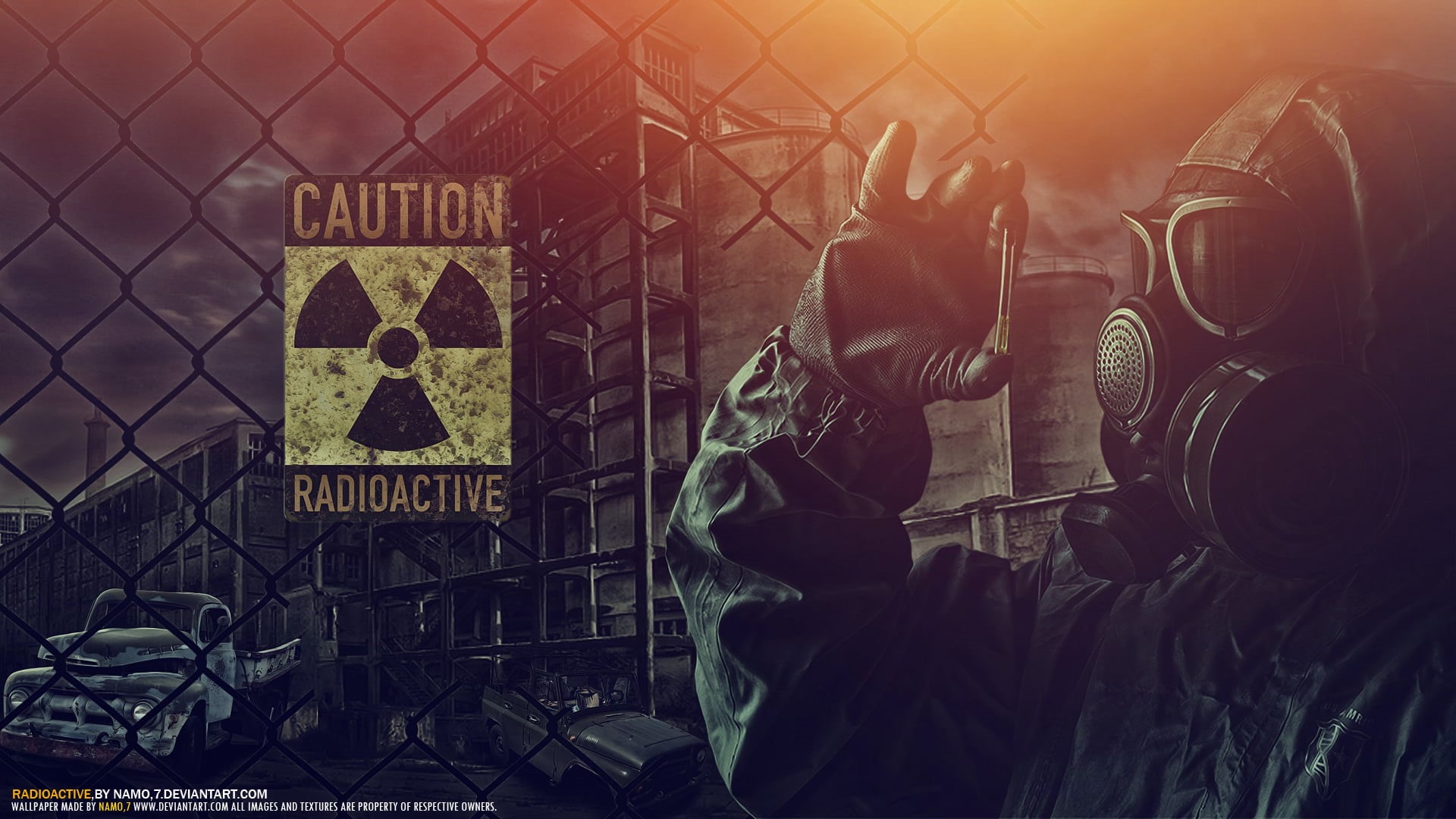 people, fear, bullet, warning sign, gas mask, outdoors, clothing, digital, architecture, nature, man, sign, military, law, protection, security, HD Wallpaper