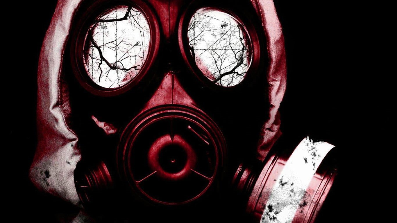 no people, gas masks, old, metal, apocalyptic, protection, red, electricity, circle, architecture, close-up, indoors, 720P, studio shot, representation, HD Wallpaper