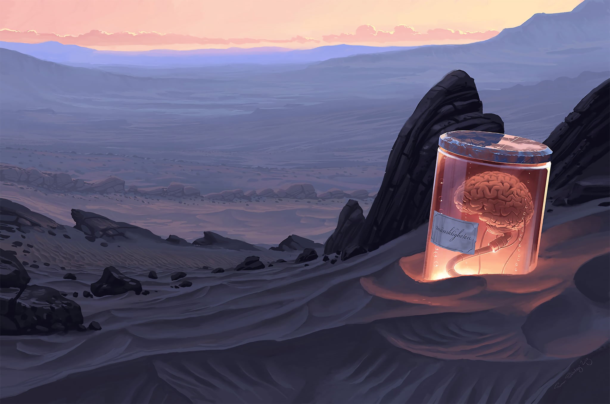 1080P, desert, brain, glowing, Simon Stålenhag, HD Wallpaper
