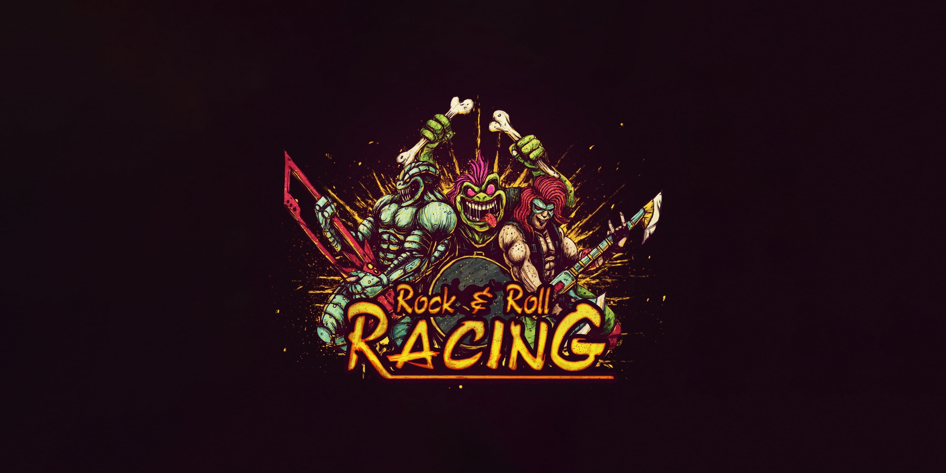 Rock and Roll Racing, 1993 (Year), simple background, Video Game Art, video games, 2K, HD Wallpaper