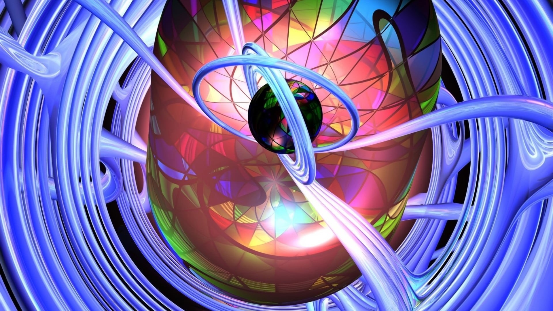 pattern, design, abstract, colorful, light - natural phenomenon, container, connection, blue, backgrounds, plastic, glowing, technology, sphere, multi colored, HD Wallpaper