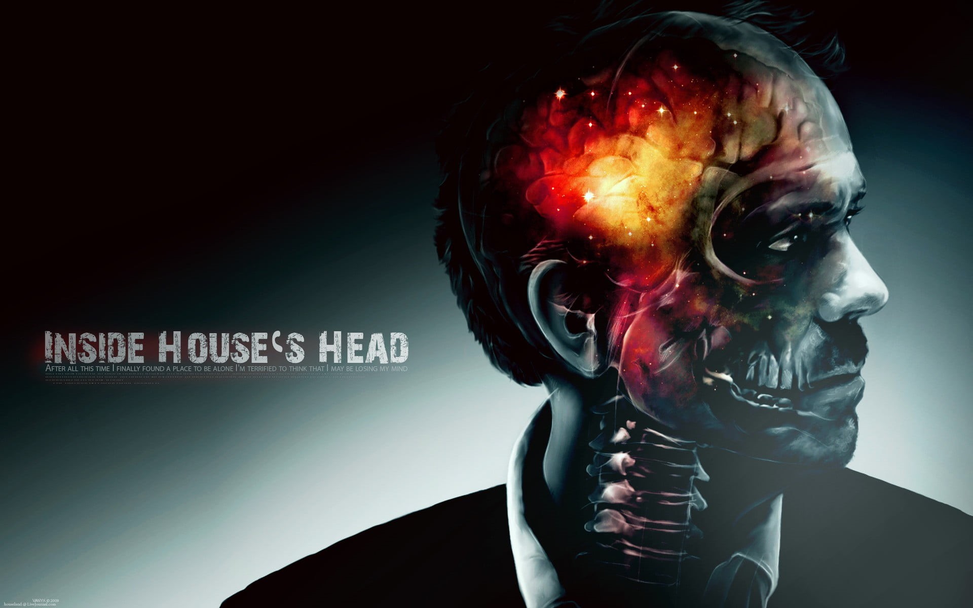 brain, black, young men, headshot, fear, young adult, real people, House, Gregory House, human body part, males, illuminated, 1080P, mid adult men, communication, HD Wallpaper