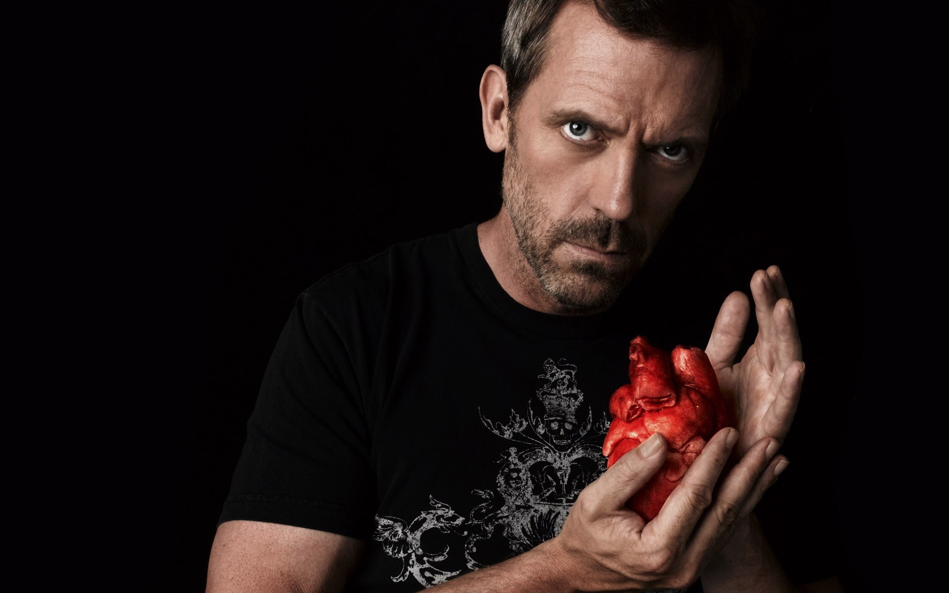 studio shot, one person, emotion, black, human body part, indoors, surprise, 1080P, looking at camera, body part, beard, red, men, adult, black background, HD Wallpaper