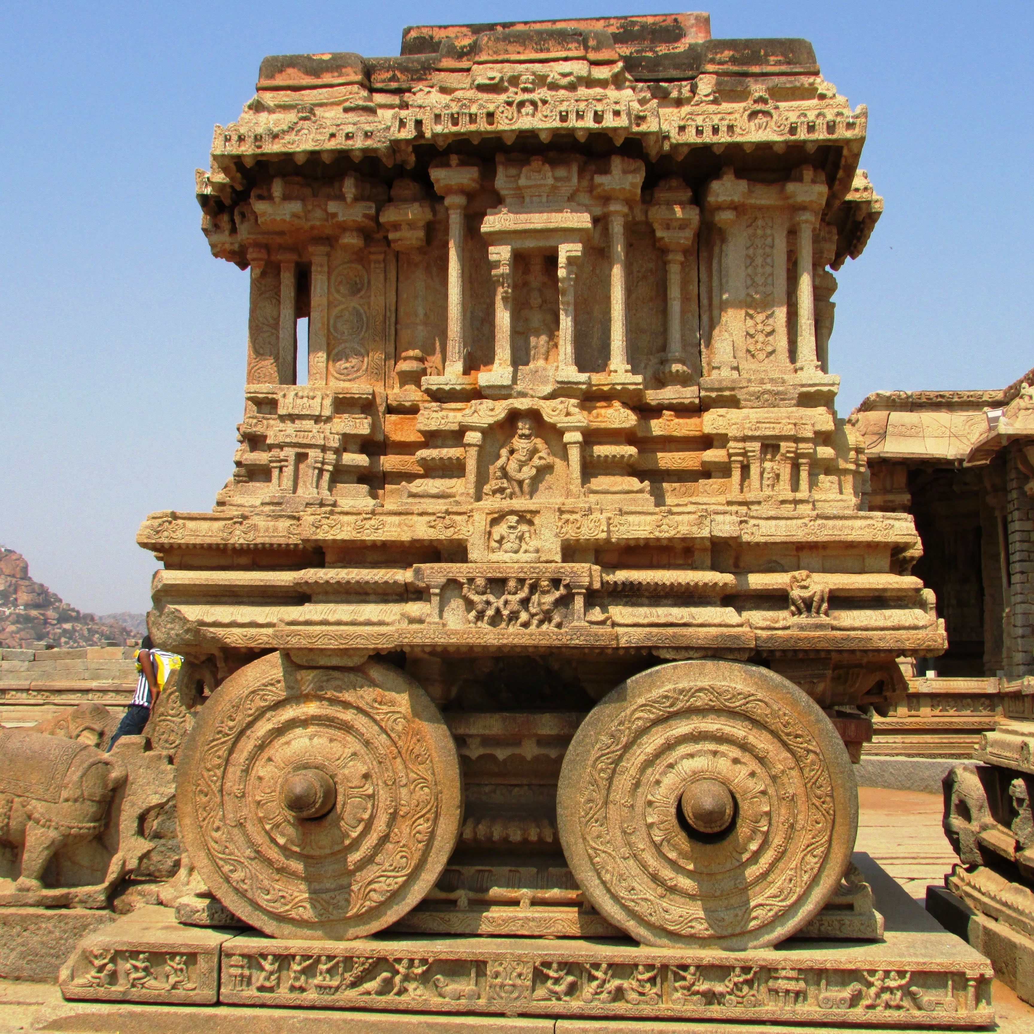 old, ruins, monument, history, place of worship, 2K, built structure, artistic, artwork, hampi, stone chariot, religion, stone, culture, creativity, design, Phone HD Wallpaper