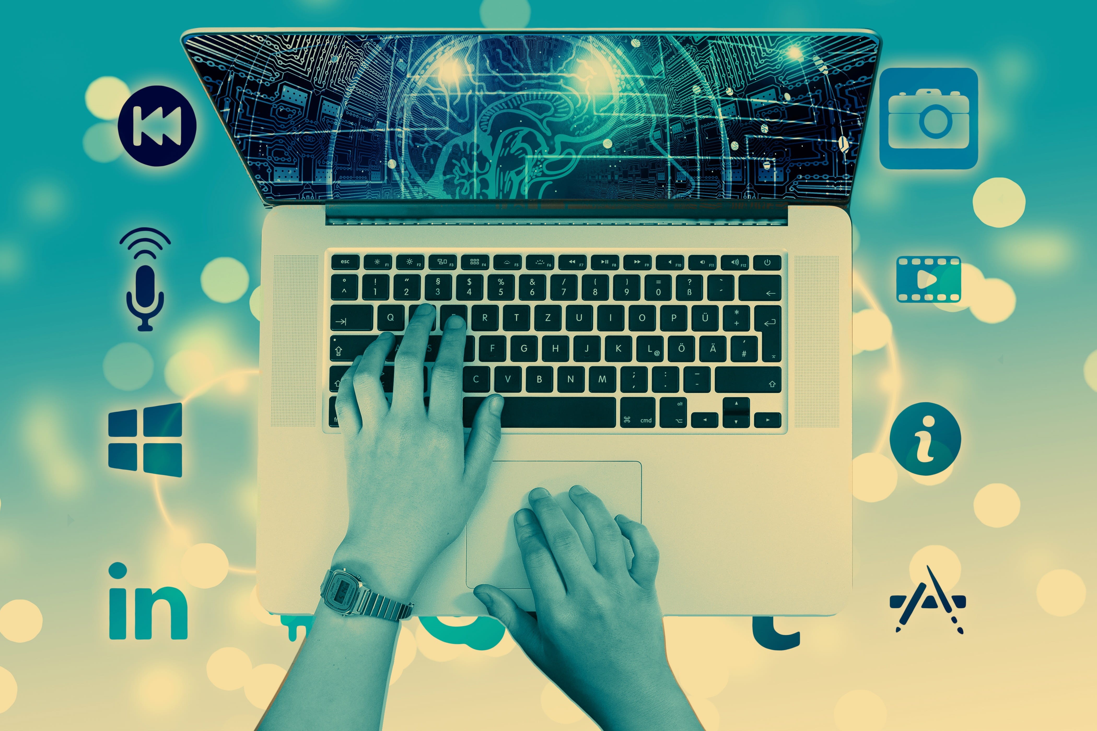 computer, human finger, connection, turquoise colored, system, media, body part, men, hands, wireless technology, hand, communication, keyboard, connected, HD Wallpaper