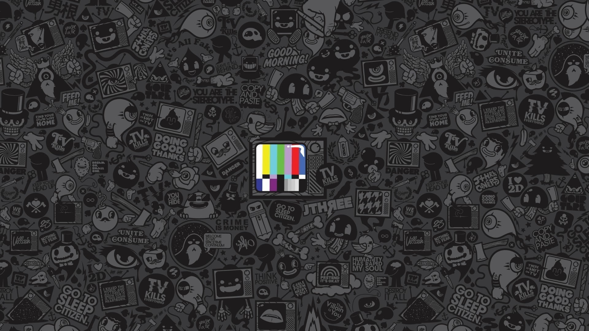 Test Patterns, Jared Nickerson, Television Sets, 1080P, artwork, HD Wallpaper