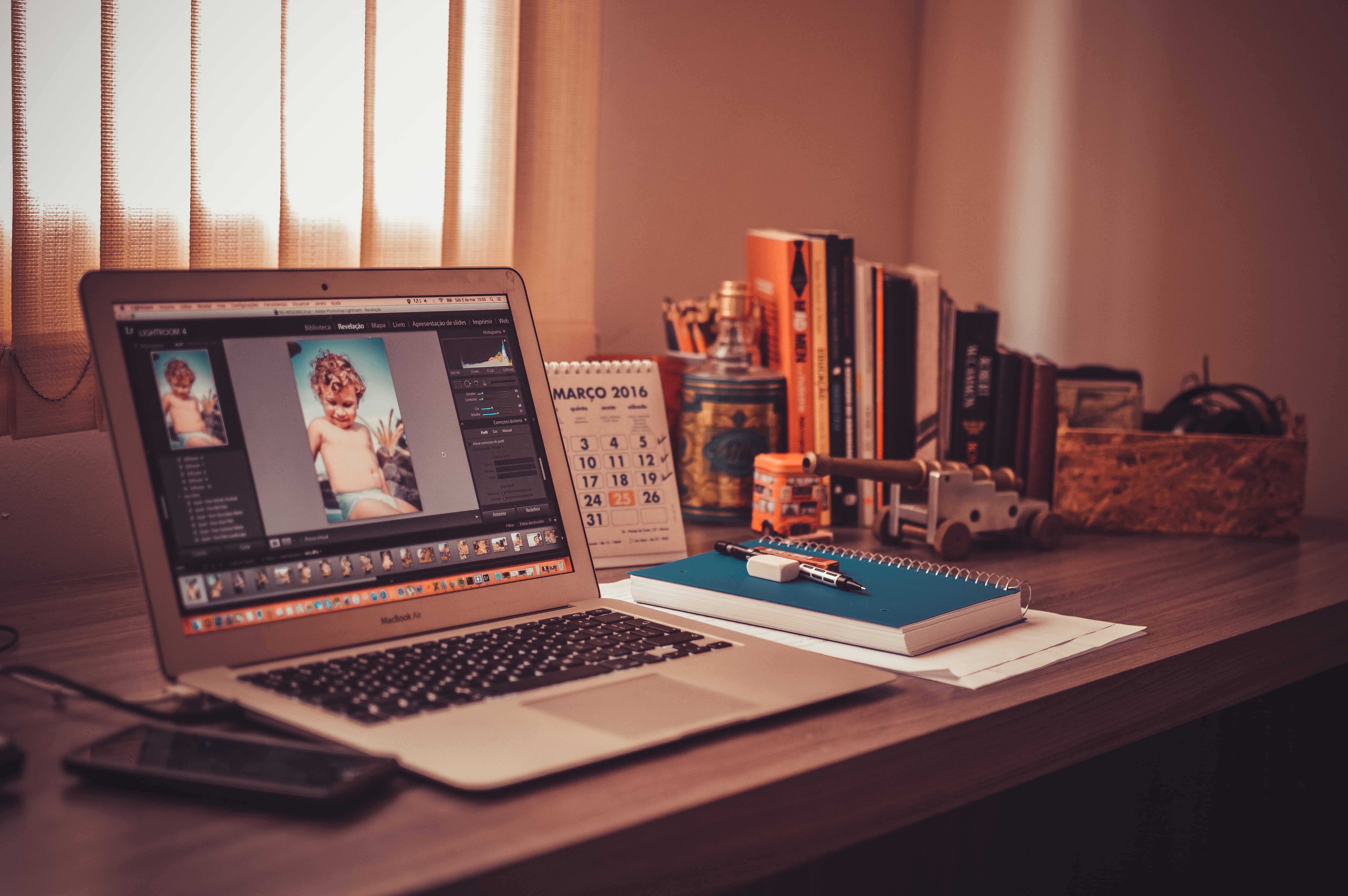 old-fashioned, desk, computer, retro styled, furniture, day, wooden, computer keyboard, 5K, connection, indoors, notebook, table, human representation, HD Wallpaper