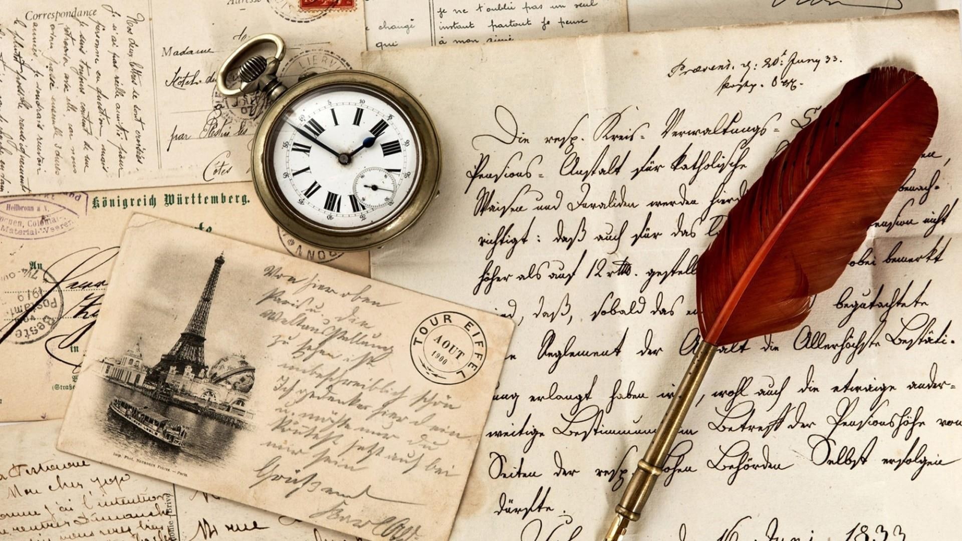old, vintage, clock, 1080P, postcard, paper, HD Wallpaper