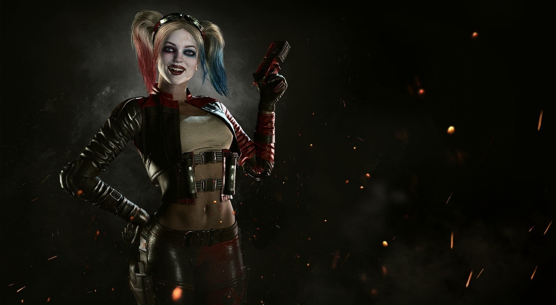 video game, young women, 2017, injustice 2, studio shot, blond hair, arts culture and entertainment, one person, costume, quinn, illustration, three quarter length, HD Wallpaper