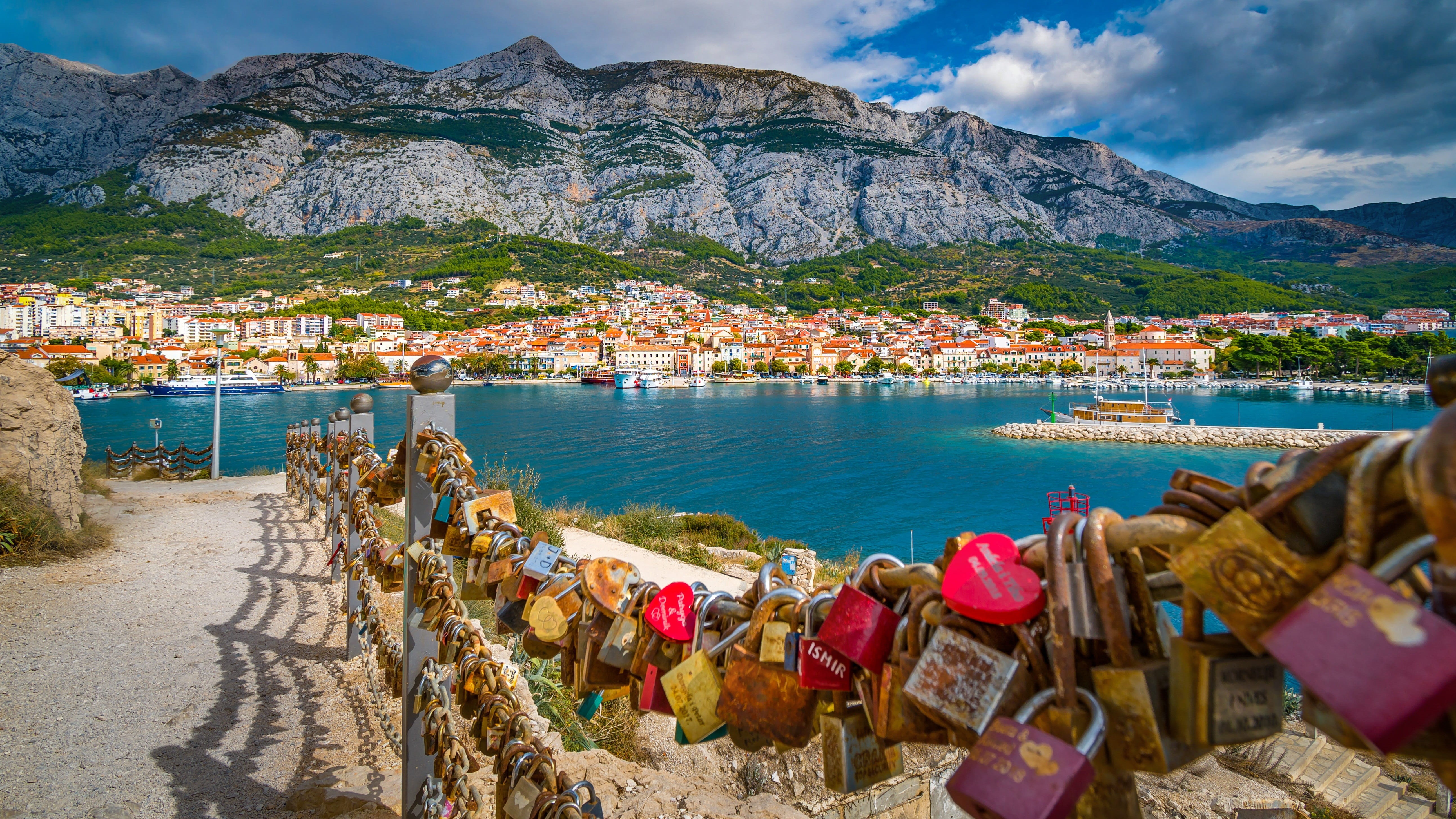 rock, building exterior, day, summer, outdoors, city, architecture, sea, built structure, scenics - nature, adriatic sea, cloud - sky, castles, mountain, HD Wallpaper